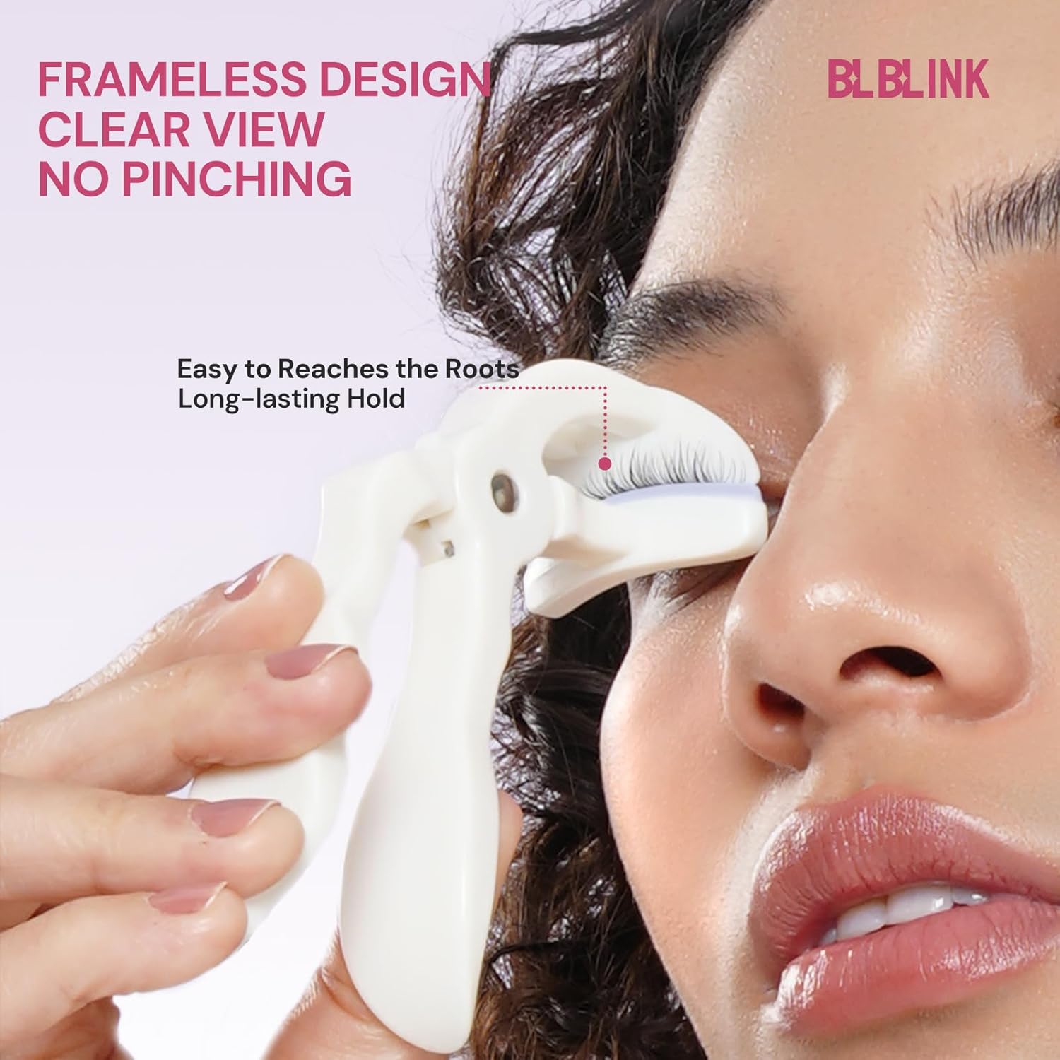 Innovative Straight-Handle Wide-Angle Comb Eyelash Curler with Silicone Refill Pads,No Pinching or Pulling Makeup Tool for Women, White - Image 4
