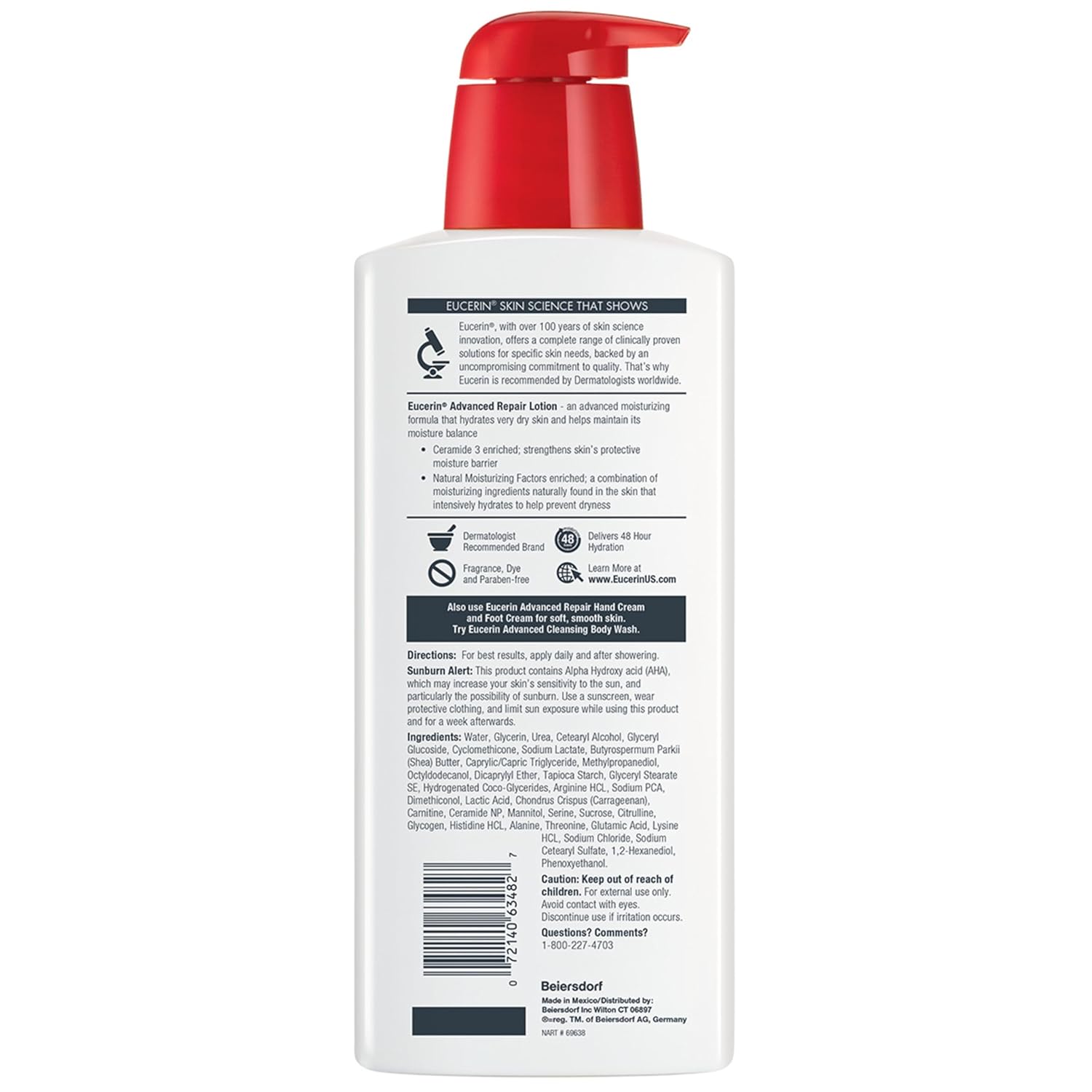 Eucerin Advanced Repair Body Lotion for Very Dry Skin, Unscented Lotion Formulated with Ceramides, 16.9 Fl Oz Bottle - Image 12