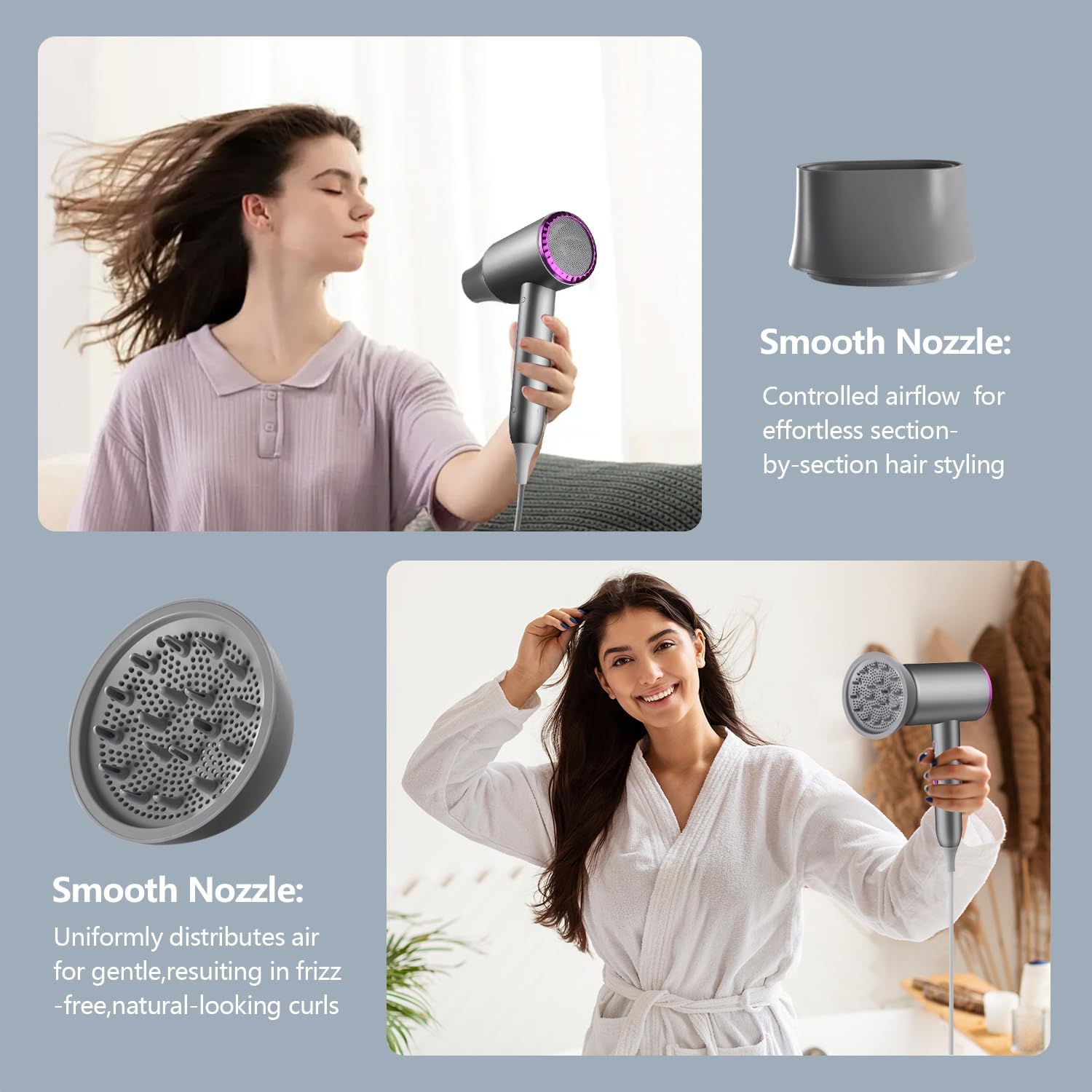 1875W Portable Ionic Travel Hair Dryer for Women and Men, Quiet, Fast Drying, Salon Quality, No Heat Damage - Image 6