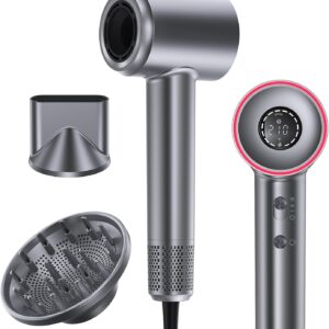 Hair Dryer, 150,000 RPM Motor Negative Ionic Hairdryer with Diffuser, 1400W High-Speed Hair Dryer for Fast Drying, 5 Temps 3 Speeds Lightweight Blow Dryer for Home Salon Women Men