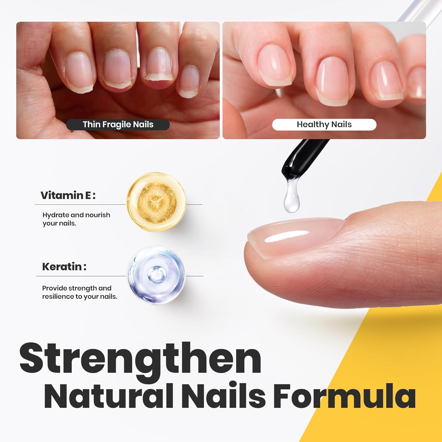 Beetles 2Pcs 15ml Nail Polish Top Coat and Base Coat Set, Fast Drying & Long Lasting Shine Clear Nail Polish, 3 IN 1 Protects Nails, Enhances Glossy and Nourishes Nails - Image 3