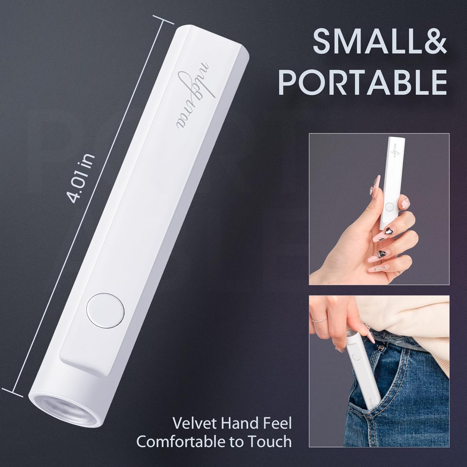 Mini UV Nail Lamp for Gel Nails Handheld UV Light for Nails Portable Led Lamp 3W Nail Dryer for Curing Gel Polish USB Light Flashlight for Home DIY Manicure(White) - Image 3