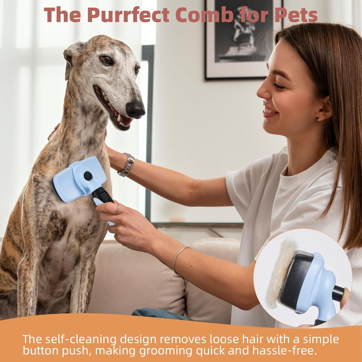 3PCS Cat & Dog Brush Set: Slicker & Deshedding Brush, Dematting Comb, and Bath Brush – Premium Grooming Tools for Shedding & Tangle-Free Fur (blue) - Image 4