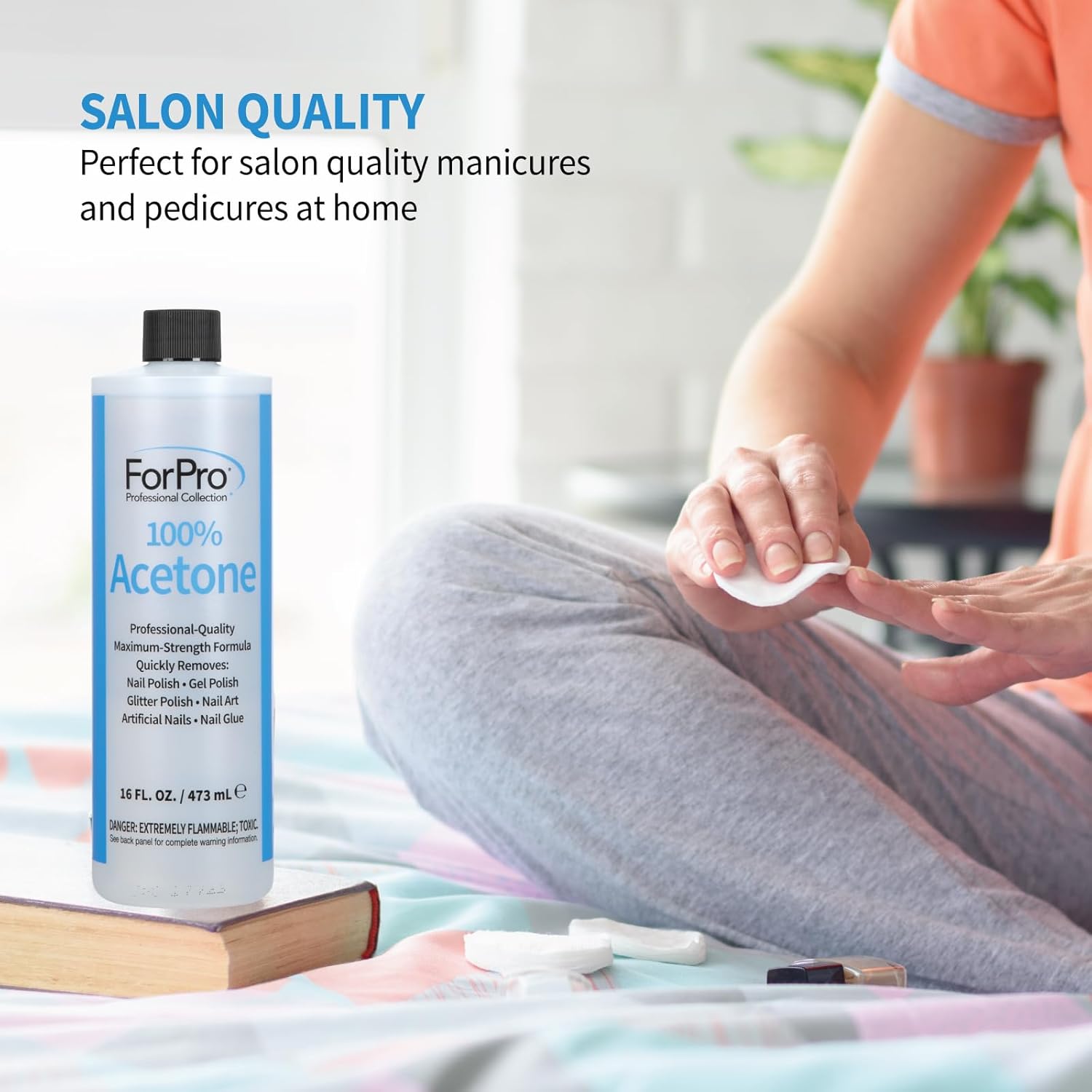 ForPro Professional Collection 100% Pure Acetone, Professional Nail Polish Remover for Natural, Artificial, Acrylic, and Sculptured Nails, Removes Gel Polish, Glue, and Glitter, 16 fl. oz. - Image 6