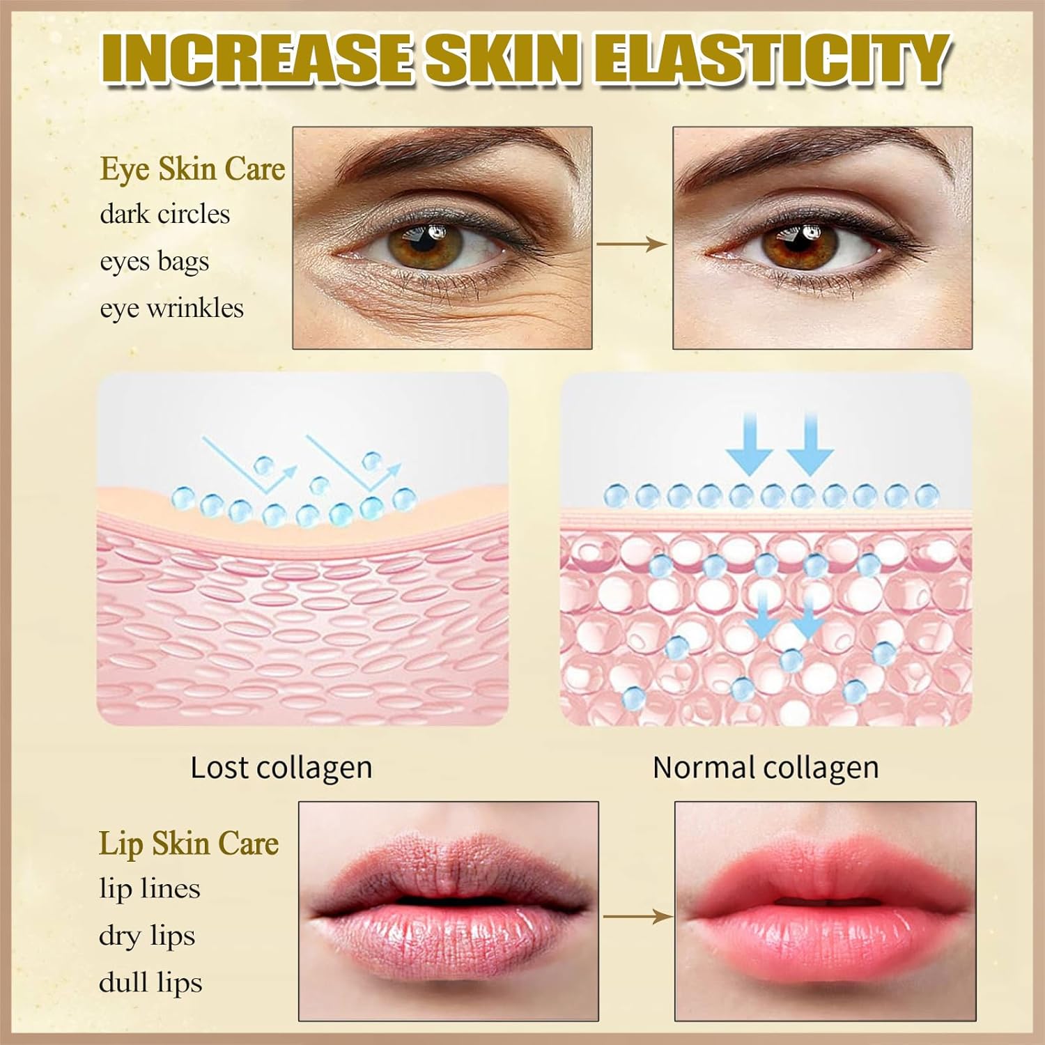 30 Pairs 24K Gold Eye Masks & Lip Masks, Crystal Collagen Gel Under Eye Patches for Puffy Eye, Moisturizing Cooling Skin Care Lip Eyes Patches for Puffiness and Dark Circles - Image 4