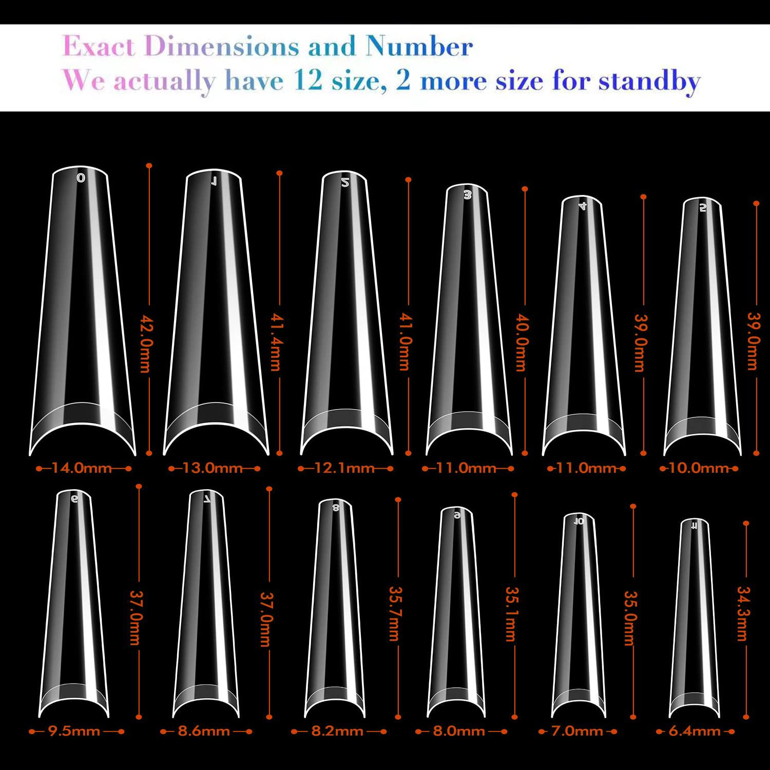 UNA GELLA Coffin Fake Nails Tips Extra Long 216 PCS XXL Coffin Acrylic Fake False Nails Tips Long Ballerina Nail Tips with Box for Nail Salons and Home DIY, 12 Sizes - Image 7