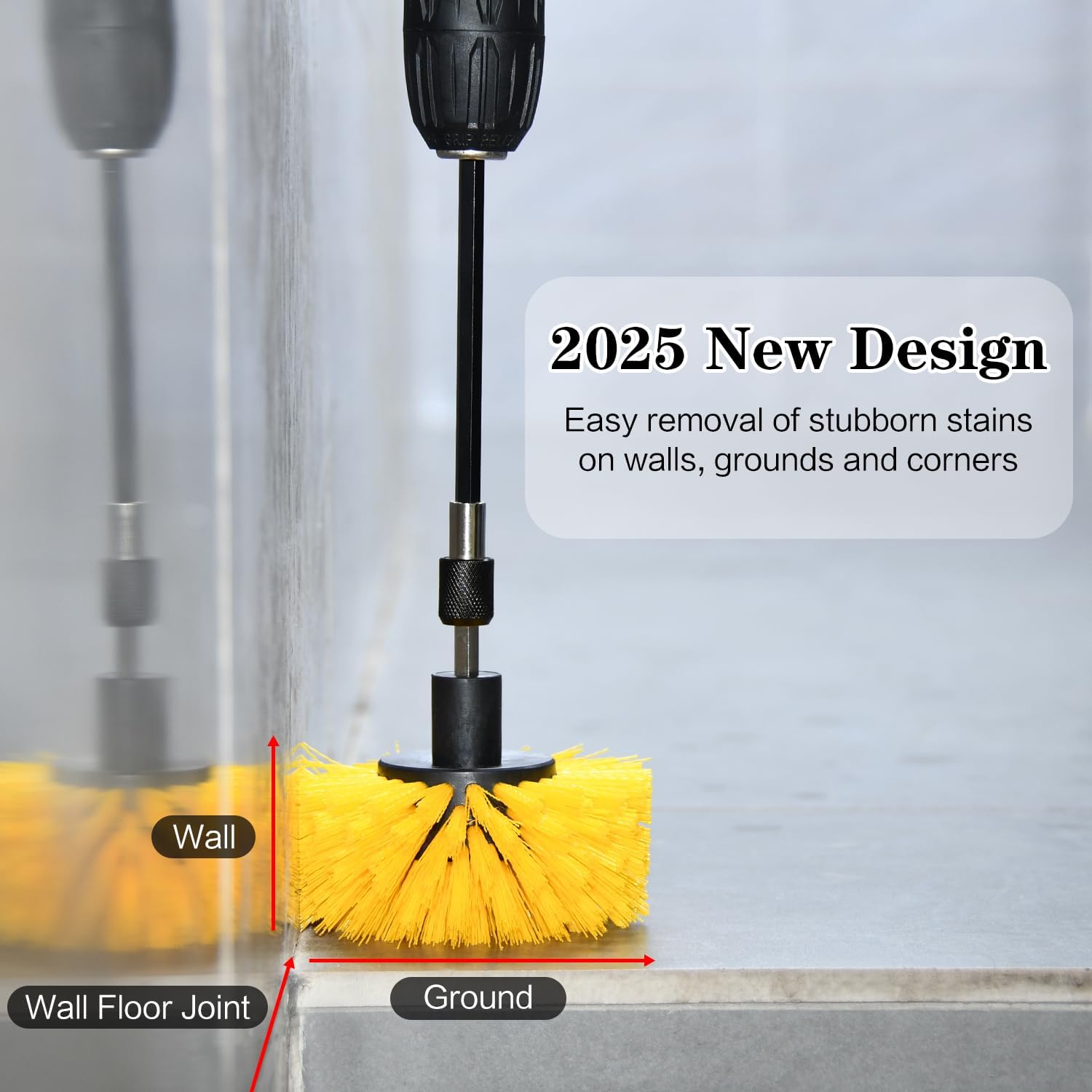 4pcs Drill Brush Attachment Kit, 2025 New Grout Drill Brush Set, All Purpose Power Scrubber Cleaning Kit for Bathtubs, Tile Grout Lines, Bathroom, Showers, Tile, Tile Seams (Yellow) - Image 2