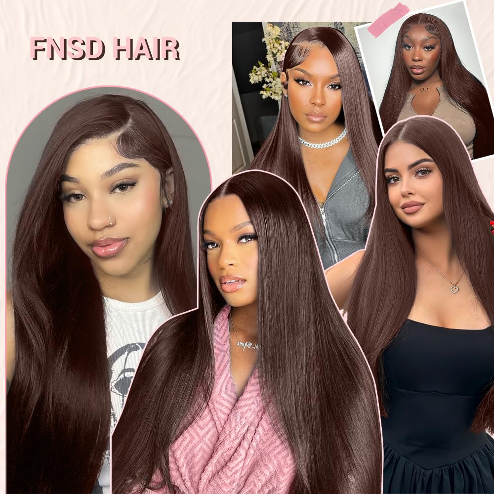 26 Inch Chocolate Brown Lace Front Wig Human Hair 220 Density 9x6 HD Lace Brown Wear and Go Glueless Wigs Pre Plucked Pre Cut Dark Brown Wig Human Hair Straight Glueless Wig for Women - Image 6
