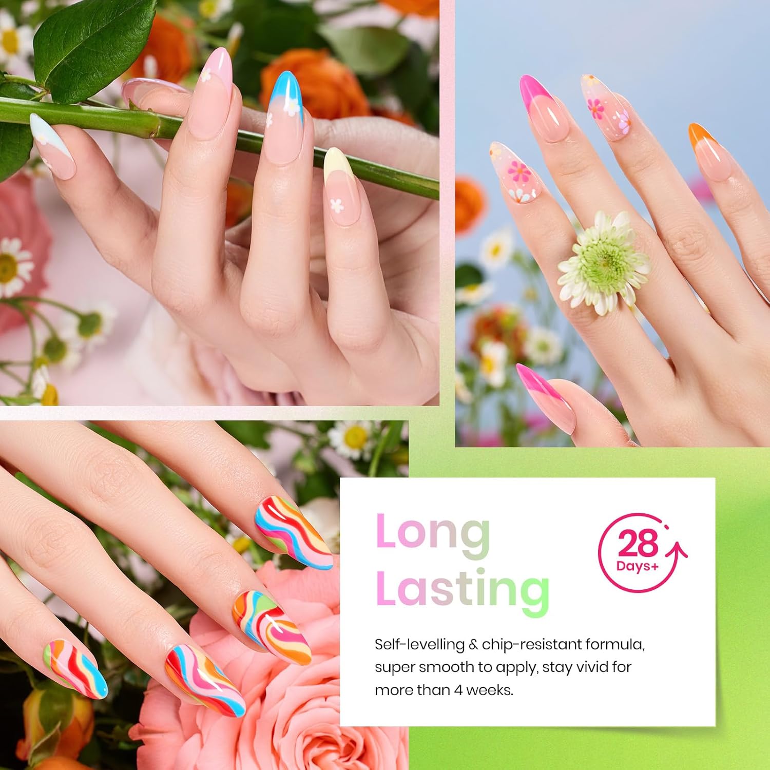 beetles Summer Gel Polish Nail Set 36 Colors Floral Rhapsody Collection Pastel Bright Girly Sparkle Glitter Polish with 3Pcs Base Matte & Glossy Top Soak off Uv Lamp All Seasons Gifts for Her - Image 5