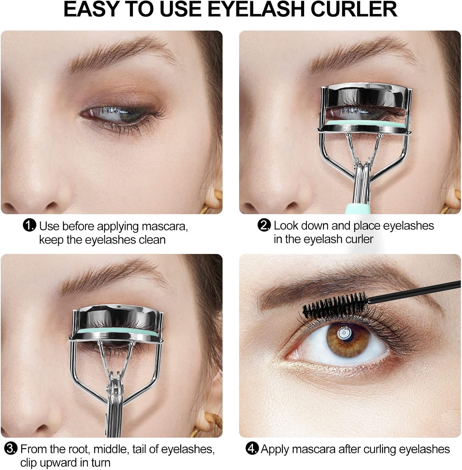 Blue Eyelash Curler with Comb and Brush for All Eye Shapes, Includes 5 Silicone Pads - Image 5