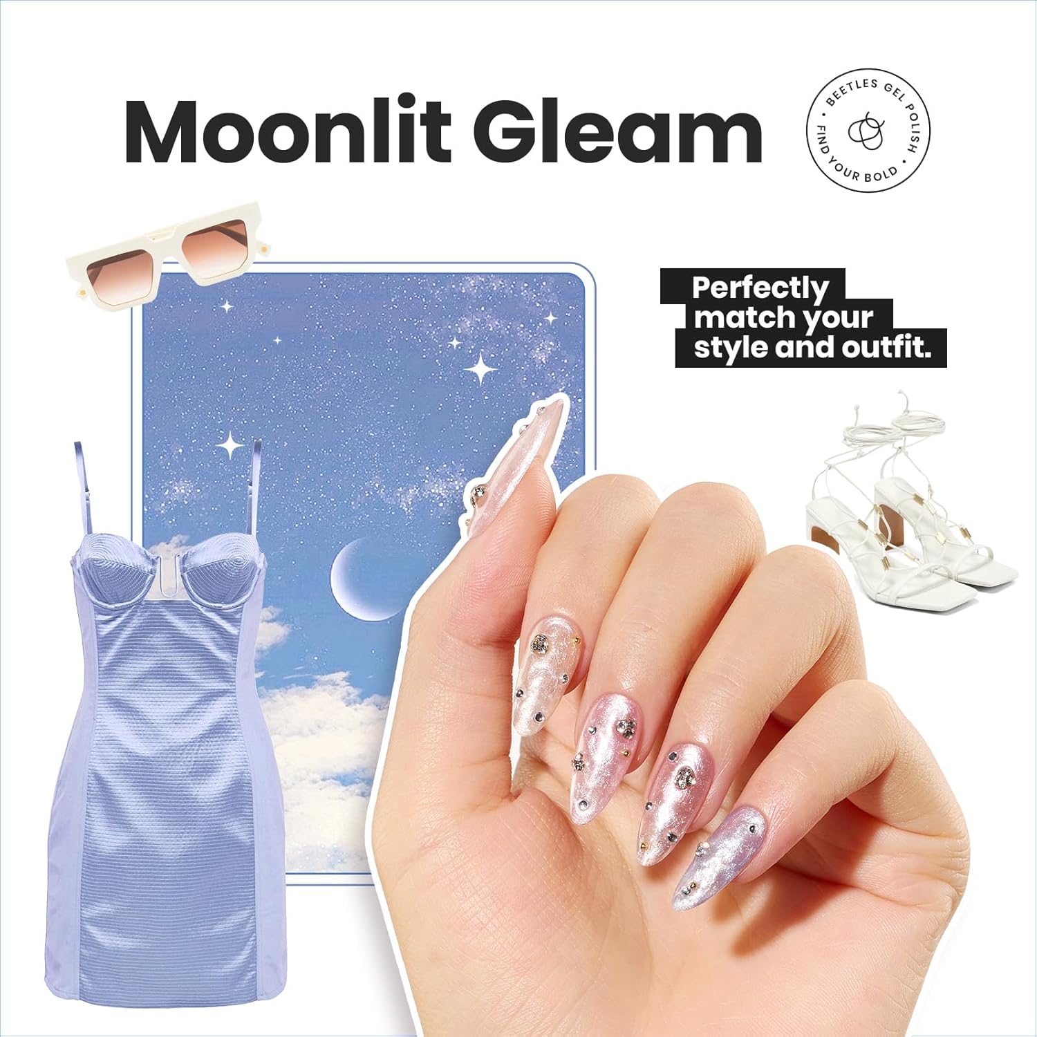 Beetles Pearl Nail Polish Set 6 Colors 15 ML Quick-drying Shimmer Glitter Pearl White Pink Blue Mermaid Nail Polish Kit, Spring Pastel Iridescent DIY Manicure Gift for Women - Image 4