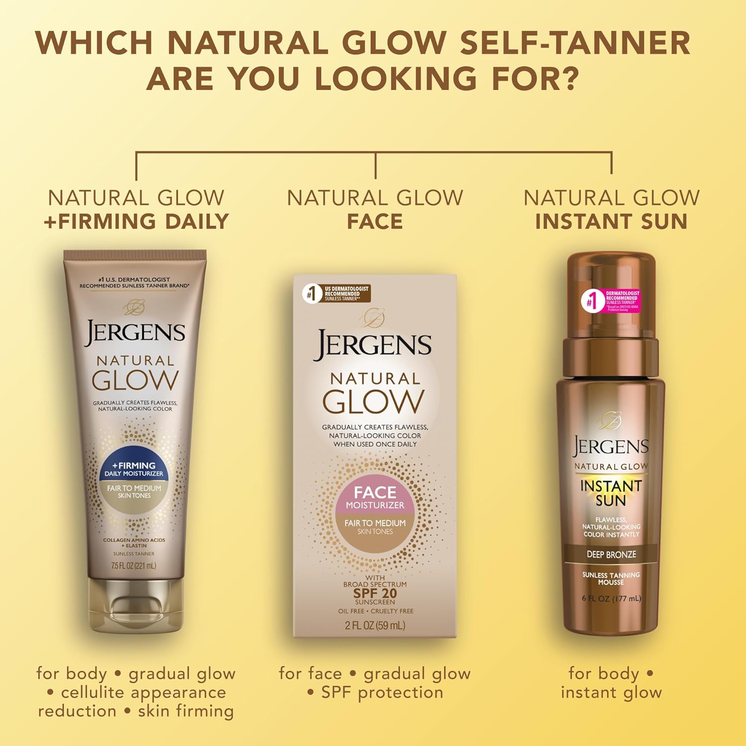 Jergens Natural Glow +Firming Self Tanner Body Lotion, Fair to Medium Skin Tone, Sunless Tanning Moisturizer with Collagen and Elastin. Helps to Visibly Reduce Cellulite, 7.5 Fl Oz (Pack of 2) - Image 8