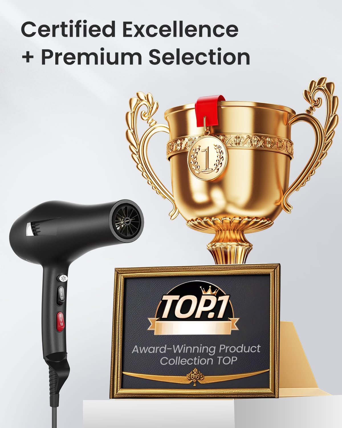 Professional Ionic Hair Dryer AC Motor Fast Drying Salon Blow Dryer with Diffuser, Comb, Nozzle, Concentrator, for Curly and Straight Hair, 2 Speed & 3 Heat Setting, Cool Button, Black - Image 9