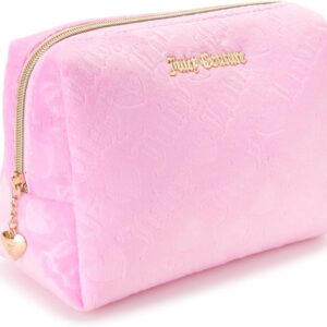 Juicy Couture Women's Cosmetics Bag - Travel Makeup and Toiletries Clutch Wedge Pouch, Pink
