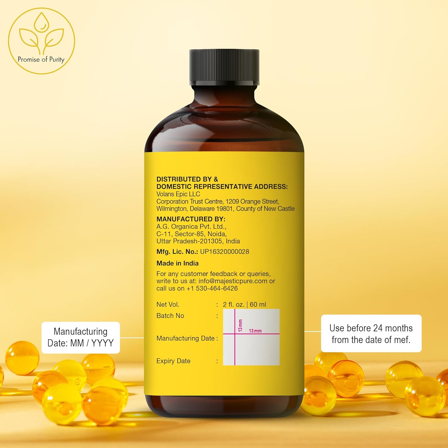 Majestic Pure Vitamin E Oil - 100% Pure & Natural | Premium Grade, Cold-Pressed and Tocopherol to Repair Dry, Damaged Skin | Moisturizing Skin, Hair and Scalp 2 Fl Oz - Image 5