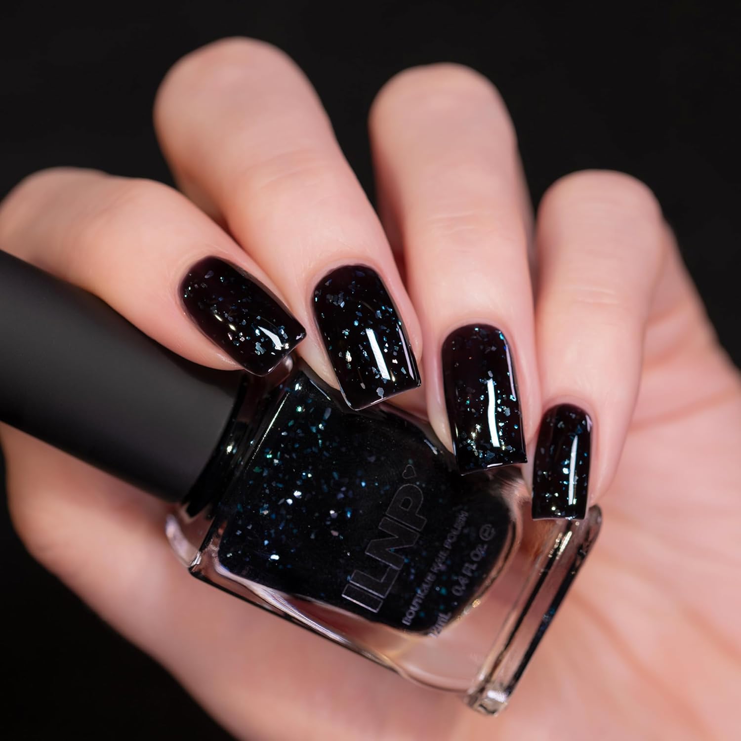 ILNP Until Midnight - Black-Based Iridescent Flakie Shimmer Nail Polish - Image 3