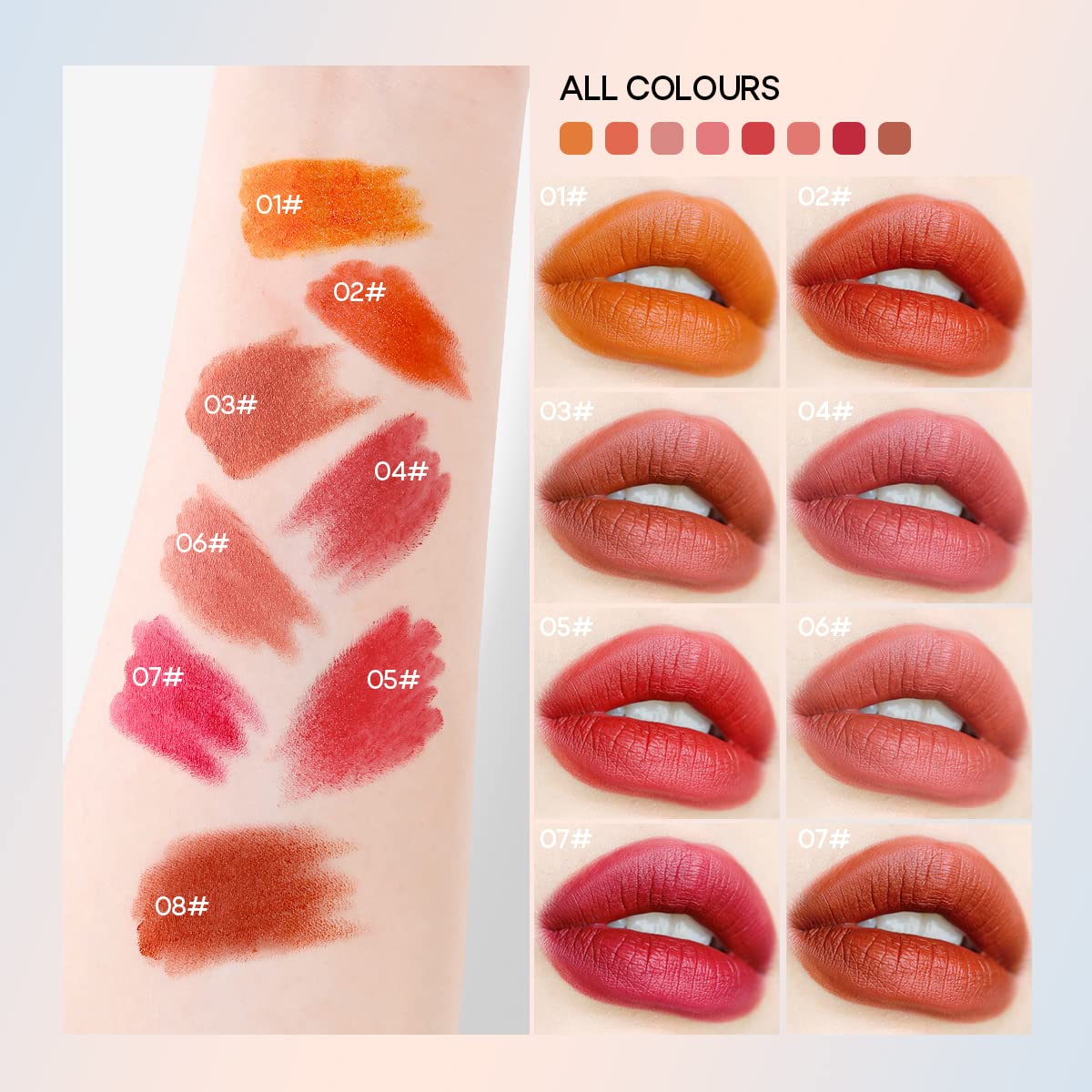 8 Pcs Mini Candy Matte Lipstick Set Velvet Lipstick Set Nonstick Cup Easy To Color Long-lasting Waterproof Swab Lipstick Makeup Gift Set - Image 3