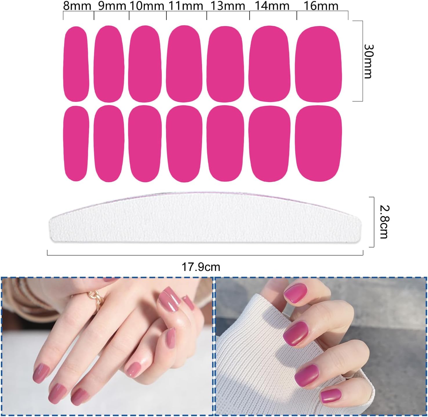 20 Sheets 280 Pcs Mix-Color Solid Nail Polish Strips for Women Girls Nails Stickers Full Nail Wraps Pink Yellow Solid Nail Polish Stickers Nails Stick On Nails Self Adhesive Gel Nail Strips - Image 3