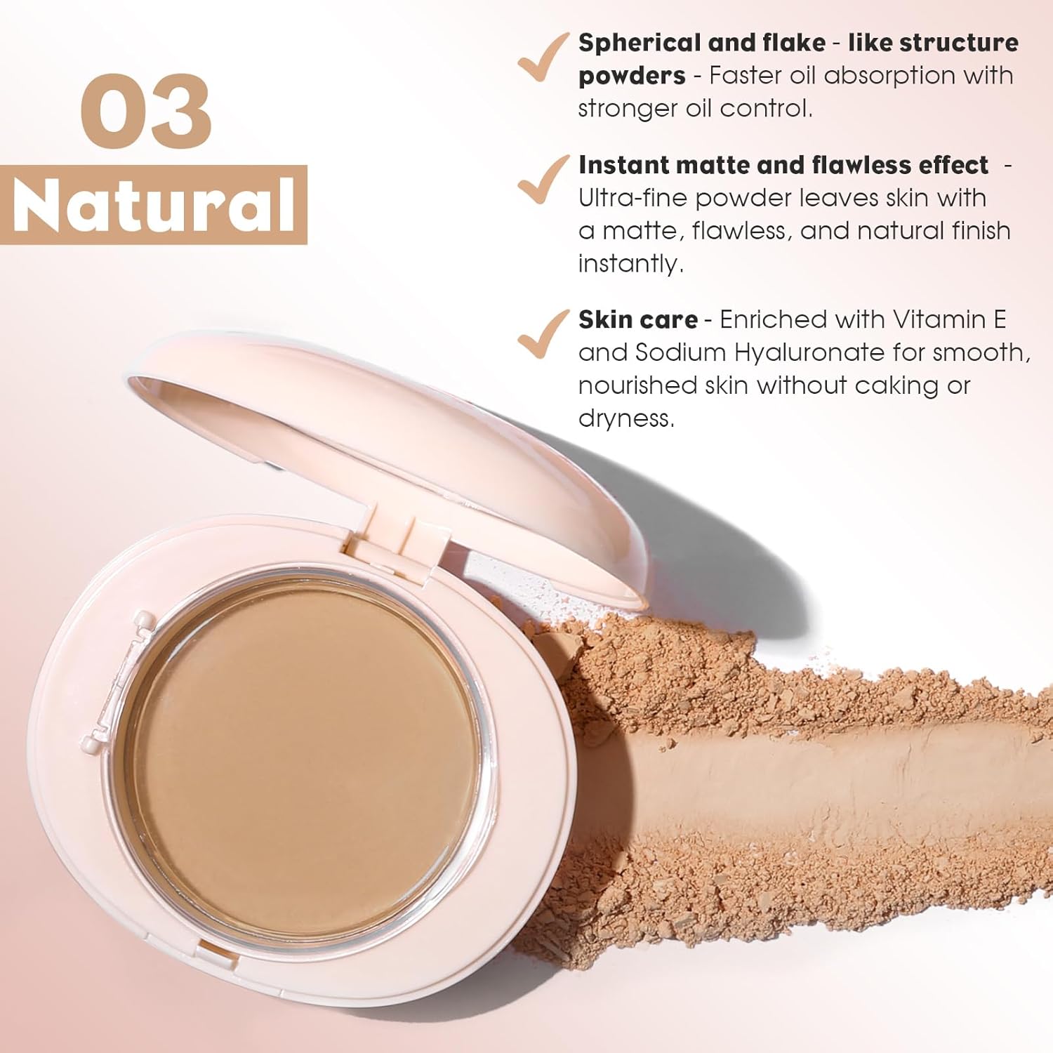 UCANBE 2-in-1 Pressed Face Powder & Foundation Makeup, Matte Oil Control Flawless Setting Powder, Korean Makeup,Waterproof Long Lasting Finishing Powder (Natural) - Image 6