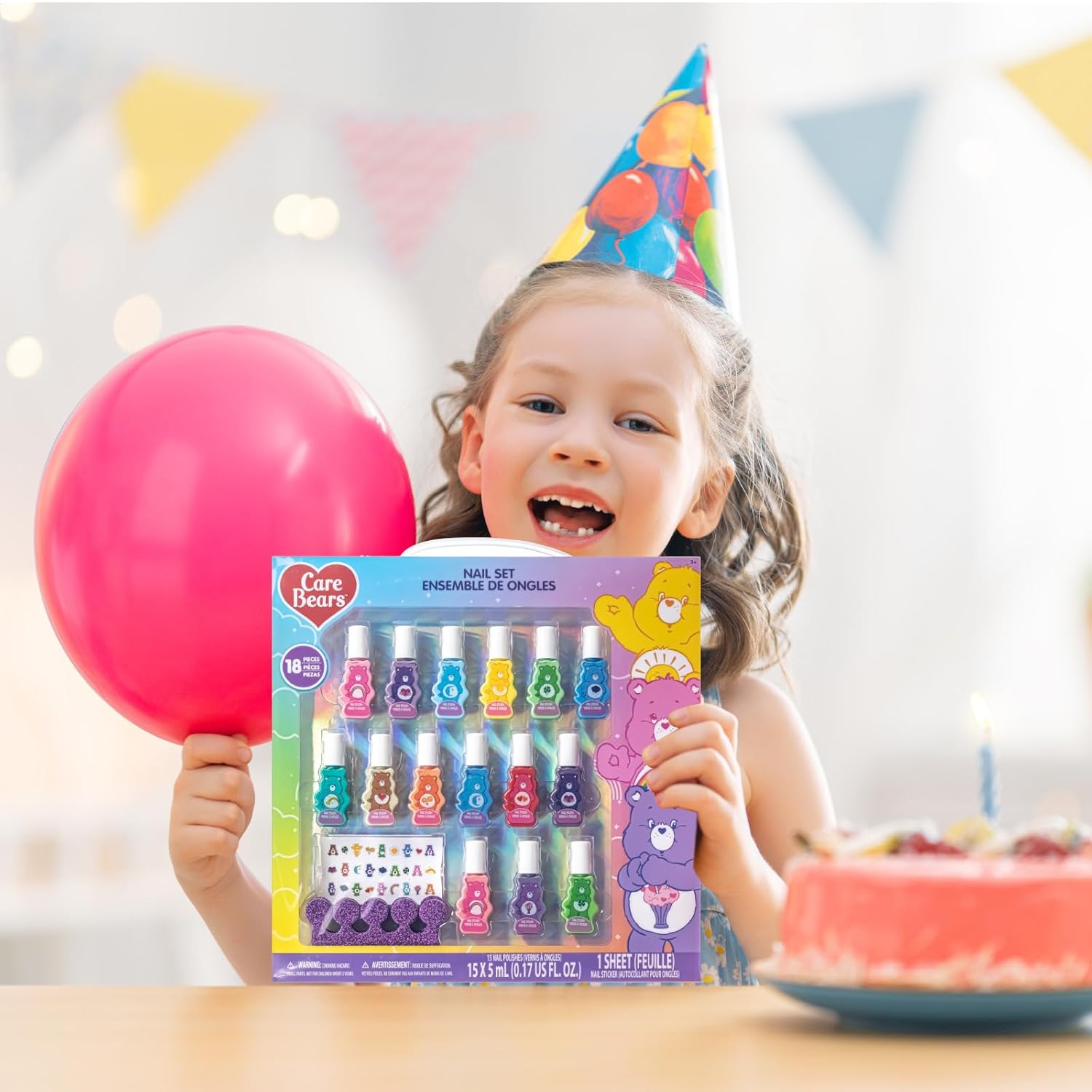 Townley Girl Care Bears 15 pcs Non-Toxic Nail Polish Set for Kids with Stickers & Toe Spacers | Peel able & Quick Dry | Birthday Gifts for Ages 3 - Image 3