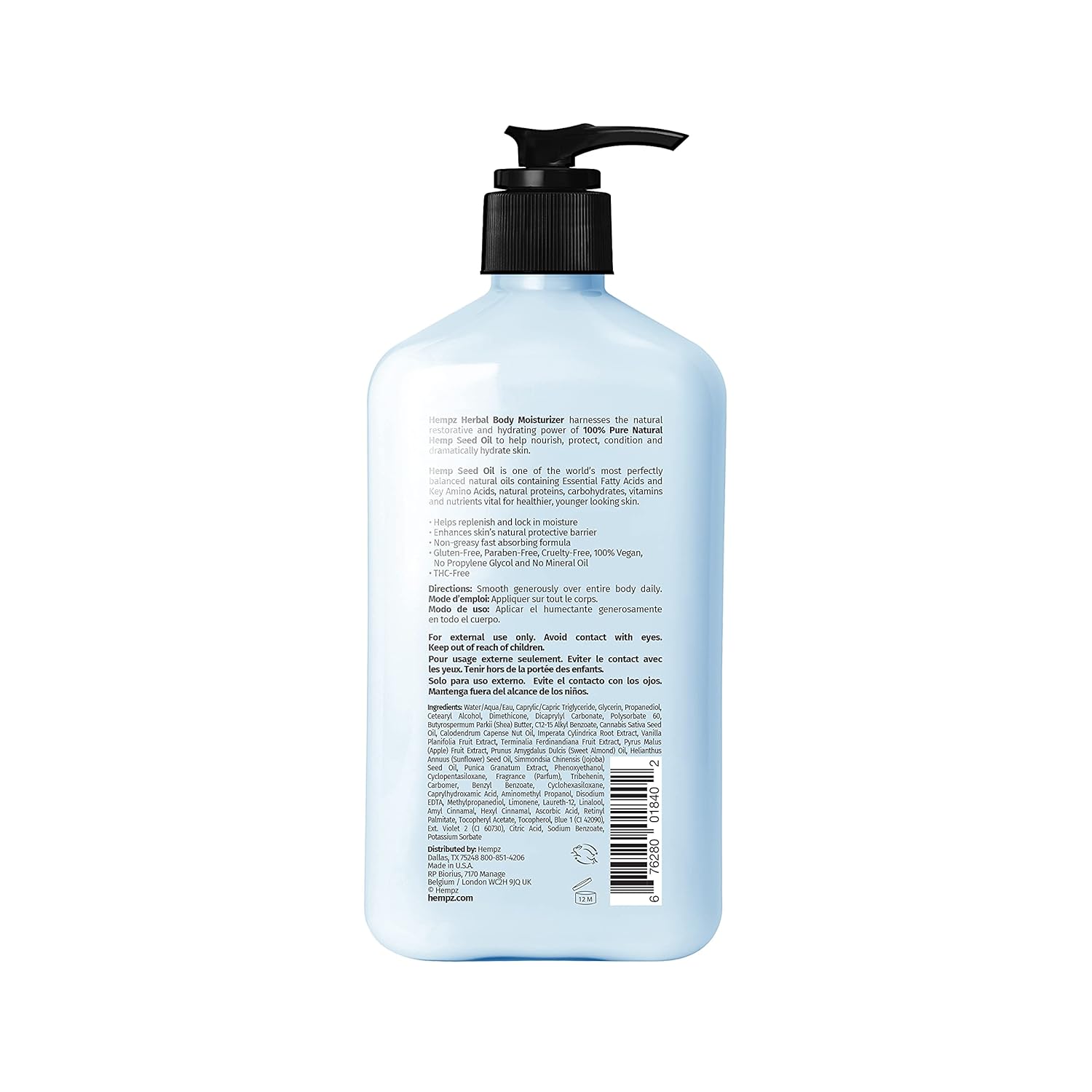 HEMPZ Triple Moisture Body Moisturizer, 17 Oz – Hydrating Lotion Rich with Minerals, Vitamin C, & Hempseed Oil to Nourish & Repair Extremely Dry or Sensitive Skin for Body - Image 2