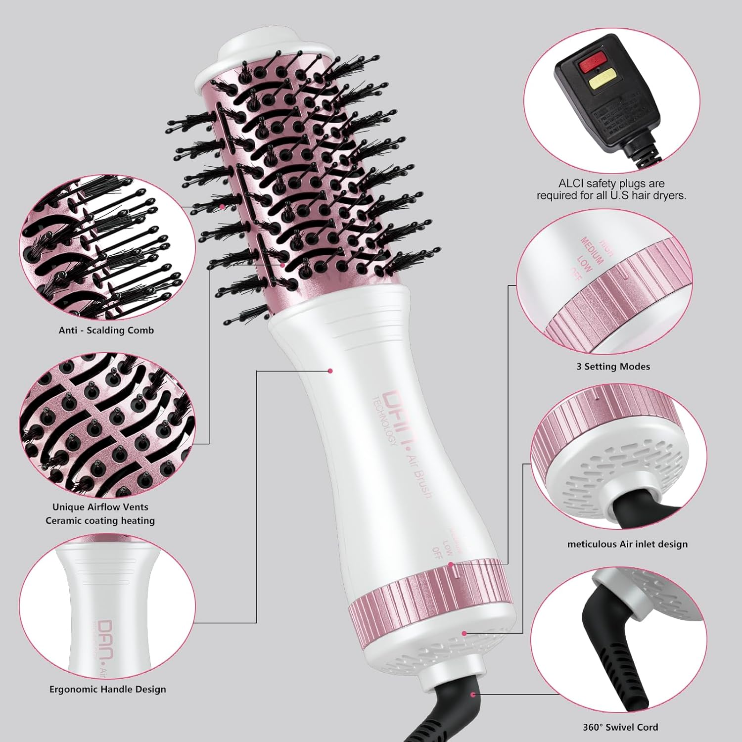 Dual Voltage 4 in 1 Hair Dryer Brush Styler Volumizer Small Travel Use - Image 6