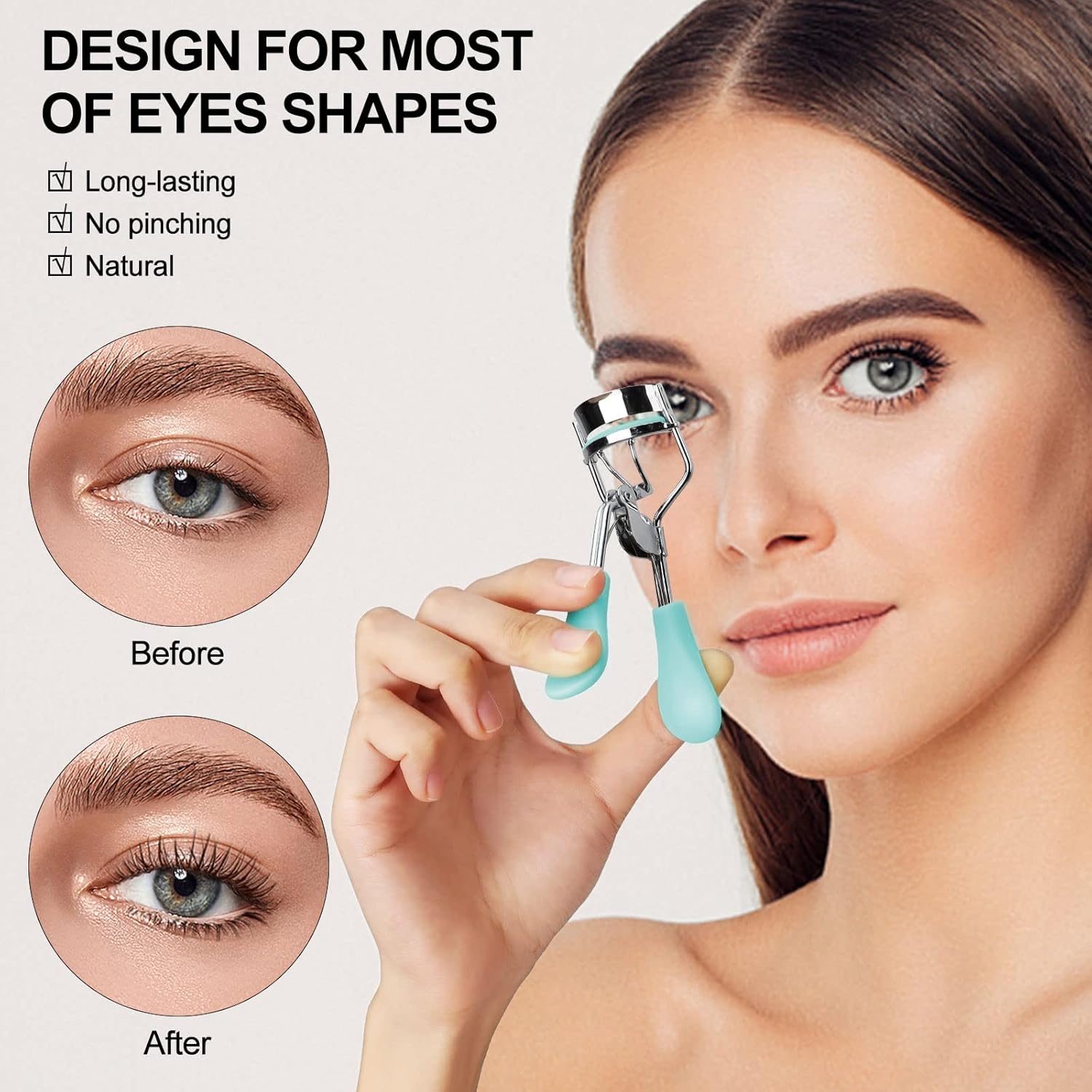 Blue Eyelash Curler with Comb and Brush for All Eye Shapes, Includes 5 Silicone Pads - Image 2