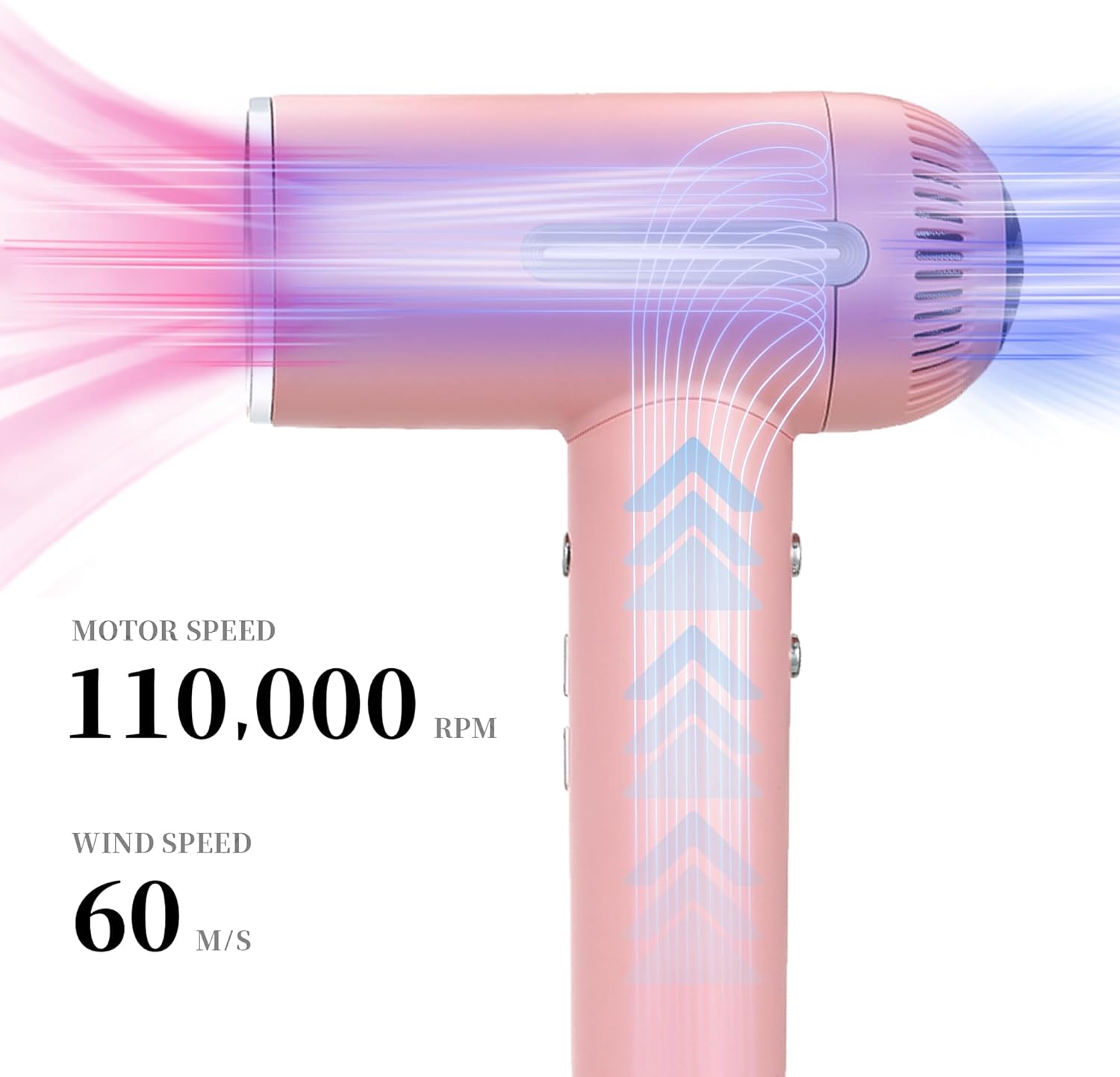 Hair Dryer,7 Temps&31 Modes.Intelligent Temperature Control,LCD Display,Self-Cleaning Mode,Facial Care Mode.1600W RPM Ionic Blow Dryer.Low Noise Thermo-Control Hair Dryer with Diffuser and Nozzle - Image 2