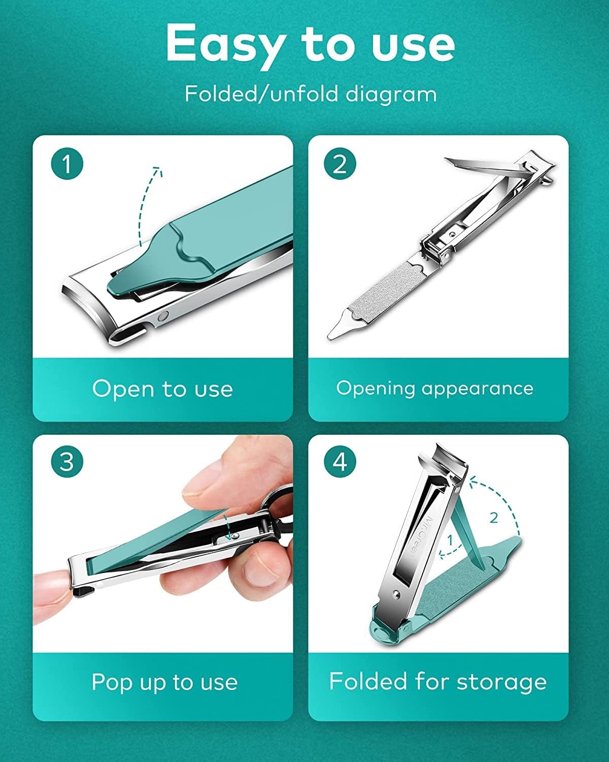 MR.GREEN Portable Nail ClippersMedical Grade Stainless Steel Foldable Nail Cutter Ultra Slim Travel Design - Image 7