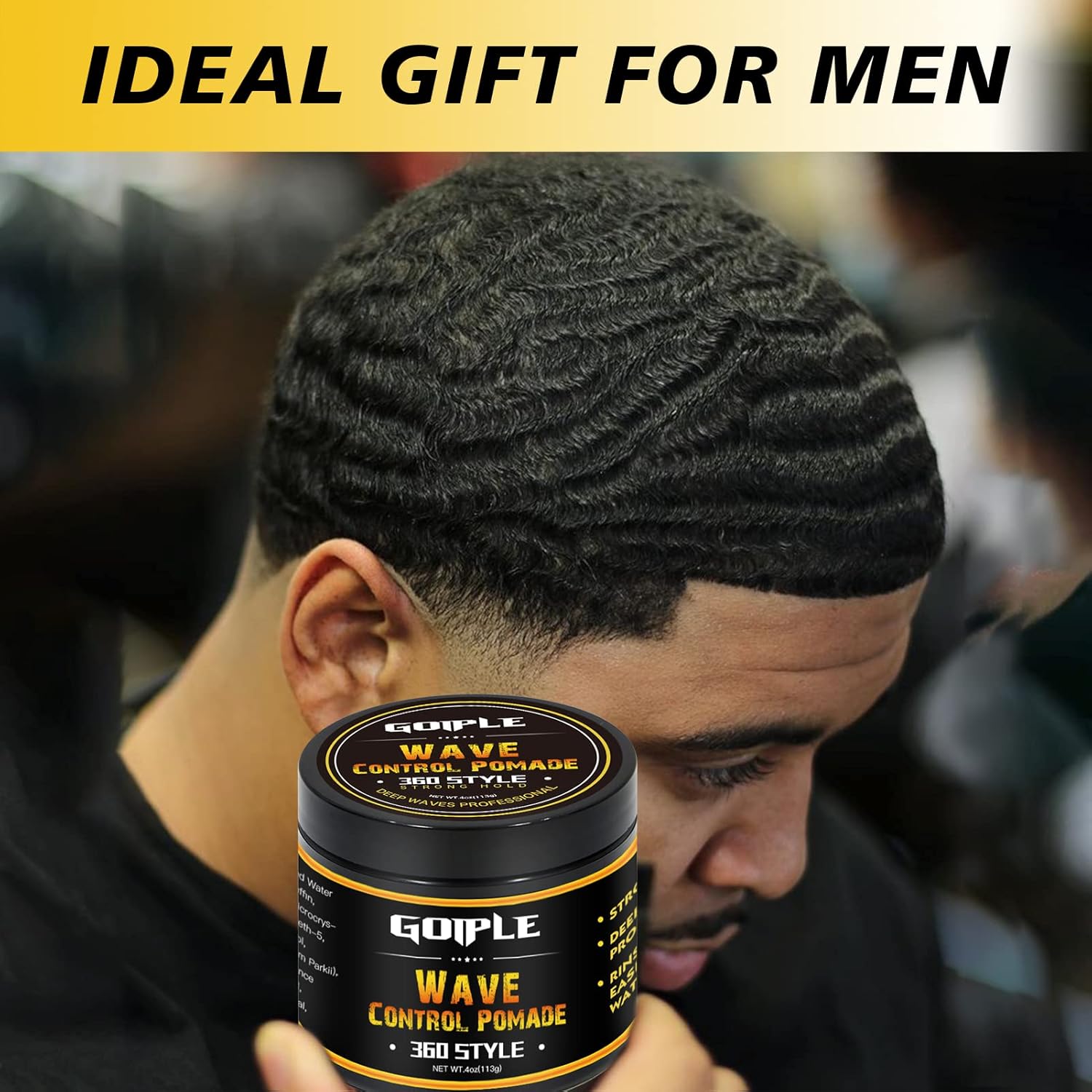Natural Wave Pomade for Men Strong Hold, Easy Wash 360 Wave Training Hair Cream, Waves Grease for Men Promotes Layered Waves, Moisture, Control & Shine (Wave Pomade+Wave Brushes*2+ Silky Durag) - Image 8