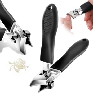 Slanted Nail Clippers, Wide Jaw Opening Anti-Splash Angled Nail Trimmer for Thick Toenails, Household Toenail Clipper and Ingrown Toenail Clipper for Men Women (Black)
