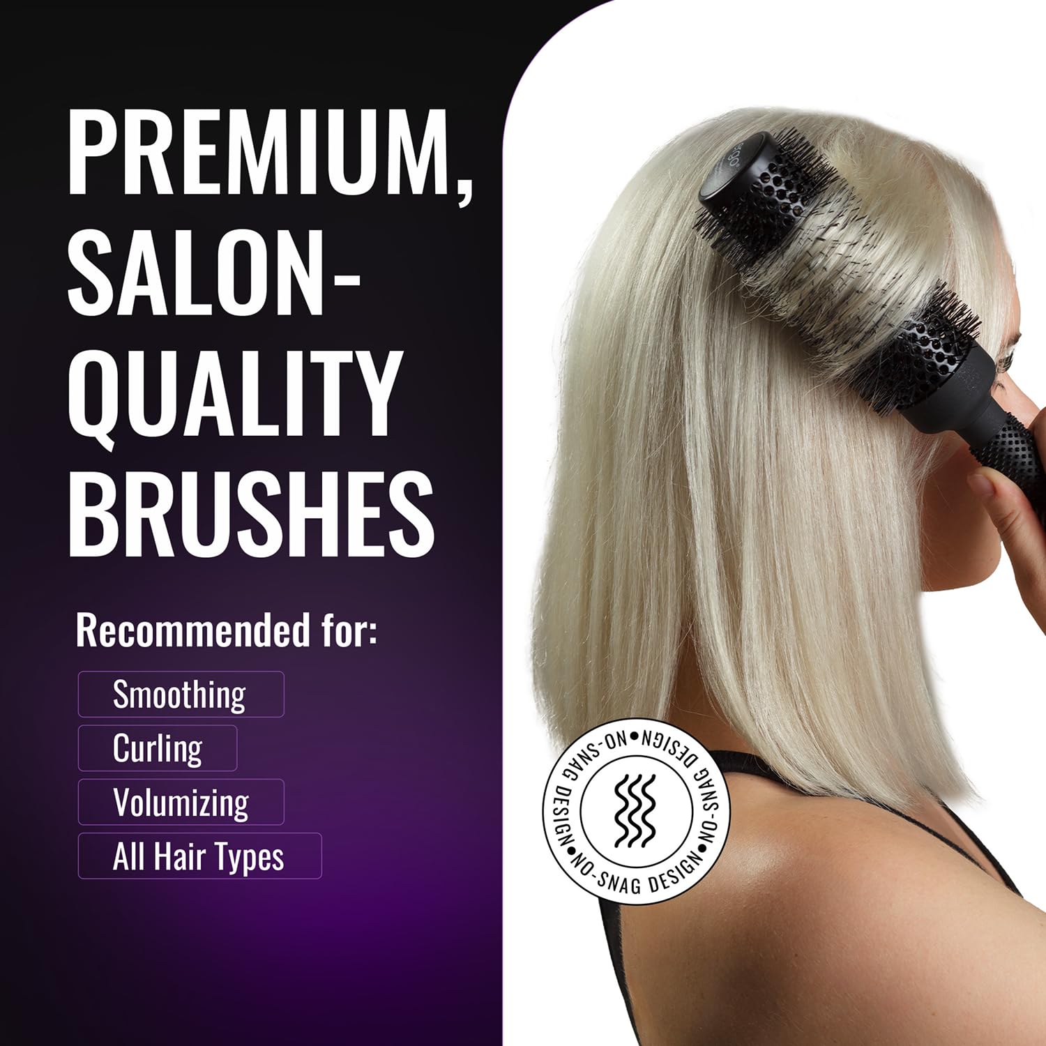 Ergo Ceramic Ionic Round Brush for Blow Out - Salon Quality Hair Brushes for Women - Roller Brush for Blow Drying, Wet and Dry Hair Styling, Volumizing Hair Care - ER53: 2" - Image 3
