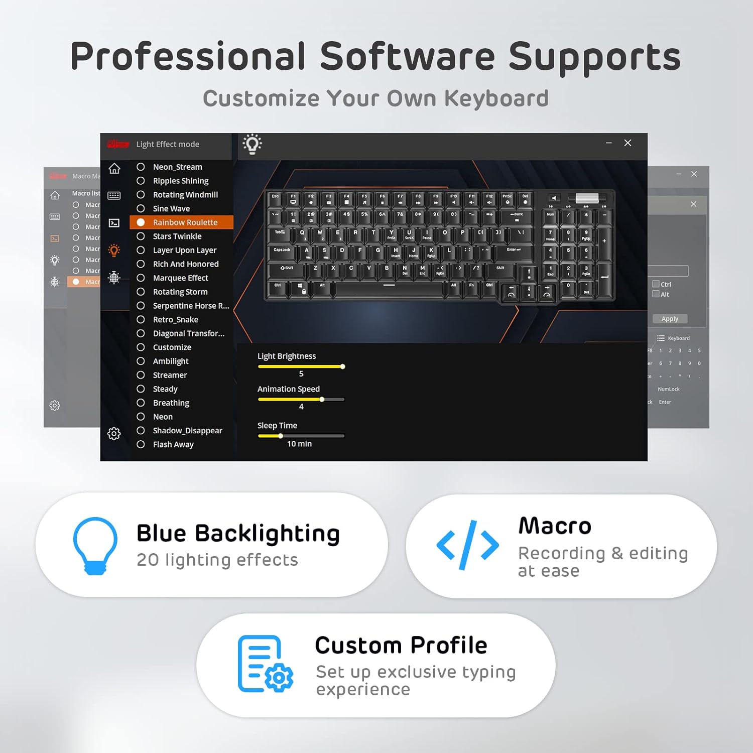 RK ROYAL KLUDGE RK96 RGB Limited Ed, 90% 96 Keys Wireless Triple Mode BT5.0/2.4G/USB-C Hot Swappable Mechanical Keyboard w/Wrist Rest, Software Support & Massive Battery, RK Yellow Switch - Image 7