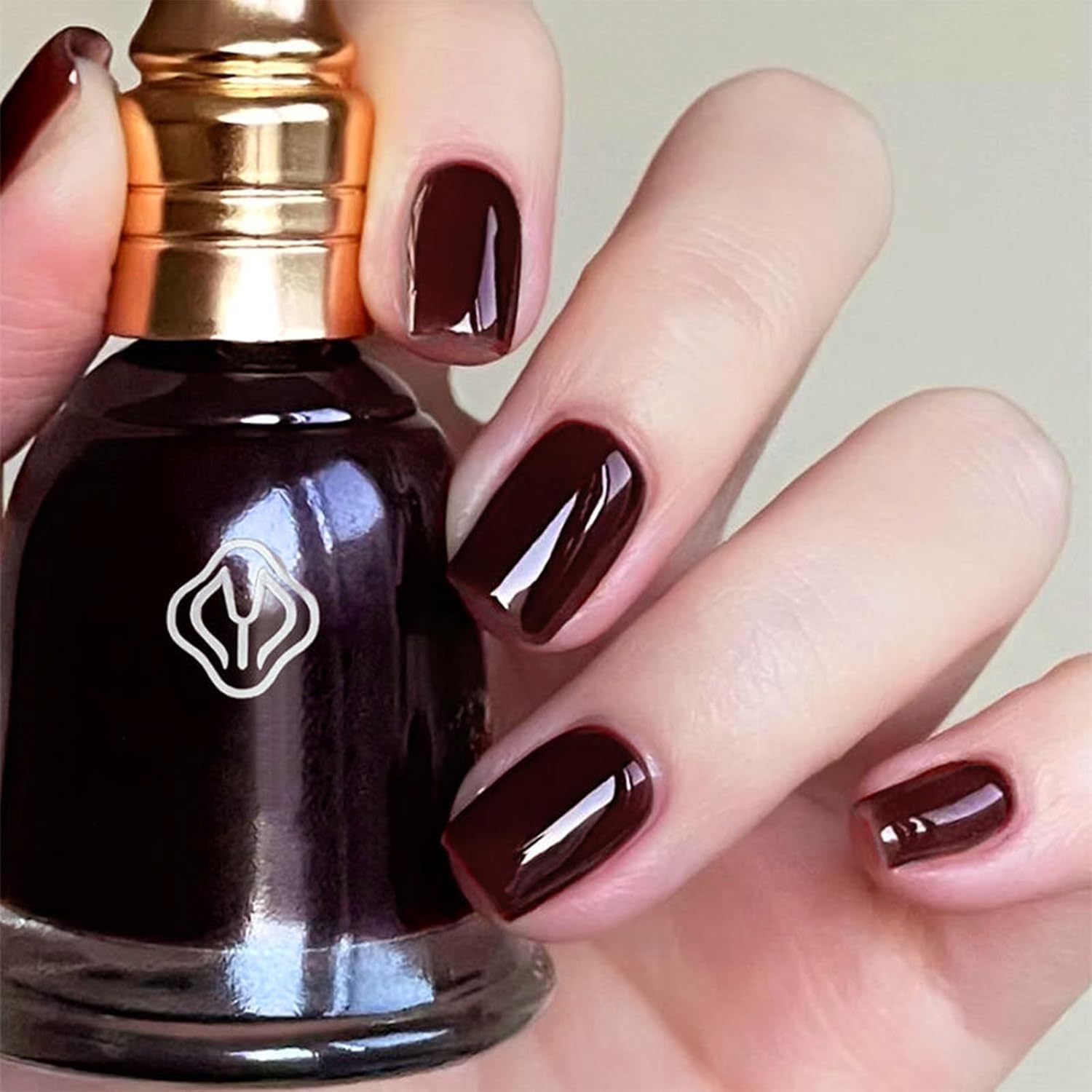 COSMOO 15ml Dark Red Quick Dry Nail Polish, Brown Red Chip-Resistant Nail Lacquer for Nail Art - Image 3