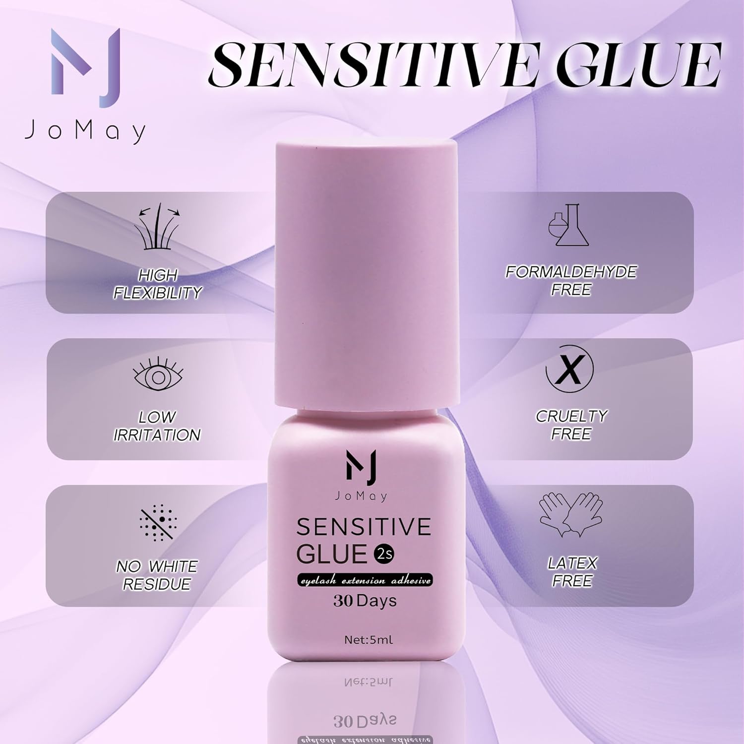 Sensitive Adhesive Eyelash Extension Glue 0.17fl.oz/5ml/2 Sec Drying Time/4-5 Weeks Retention/Hypoallergenic Black Individual Lash Adhesive/Professional Waterproof Lash Glue for Sensitive Eyes - Image 5