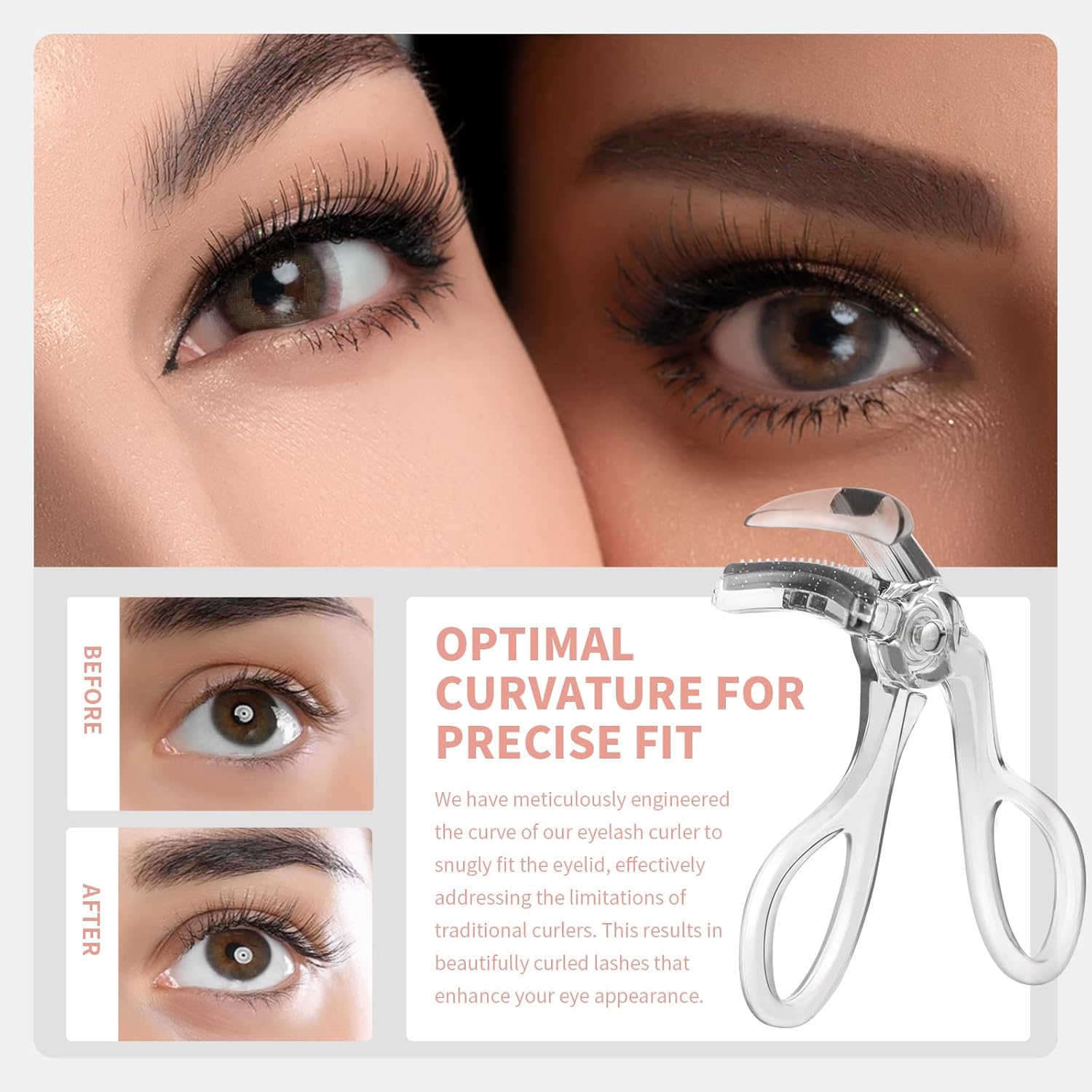 docolor Eyelash Curler with Eyelash Comb, Lash Curler with Silicone Refill Pads Suitable for all eye shapes Curl up to one day Easy to operate No Pinching or Pulling eyelash Eye Makeup Tool - Image 3