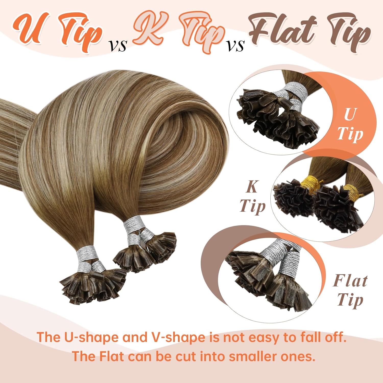 Sunny Hair 18inch Medium Brown to Platinum Blonde Balayage U Tip Human Hair Extensions 50g - Image 8