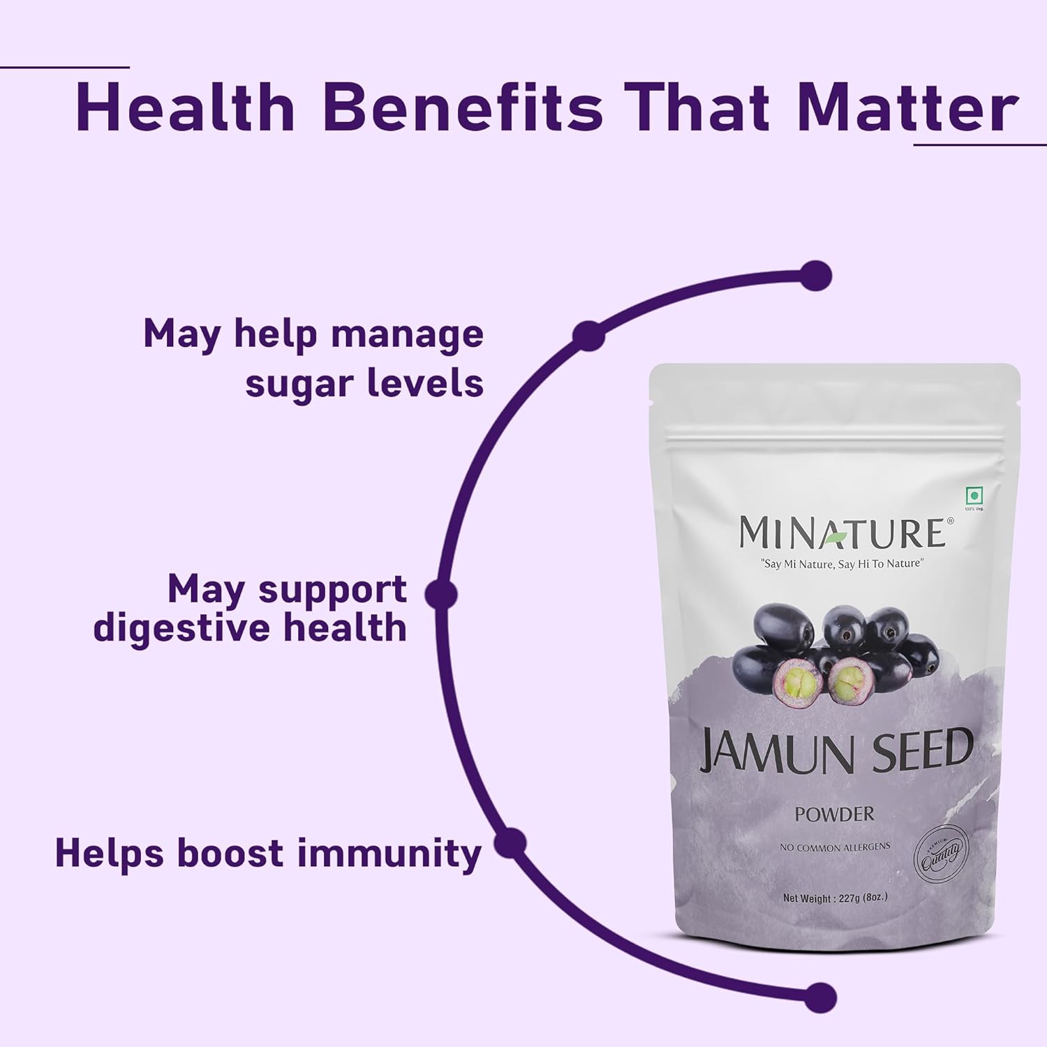 Jamun Seed Powder(Eugenia Jambolana) by mi Nature| 227 g (8 oz)(0.5 lb) | Herbal Supplement | Improves Digestion - Image 3