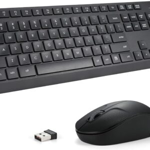 Wireless Keyboard and Mouse Combo for Windows, 2.4G Full-Sized External Cordless Computer Keyboard Mouse Combo for Laptop PC Desktop Chrome Mac, Number Pad 1600 DPI Silent Mouse USB Receiver (Black)