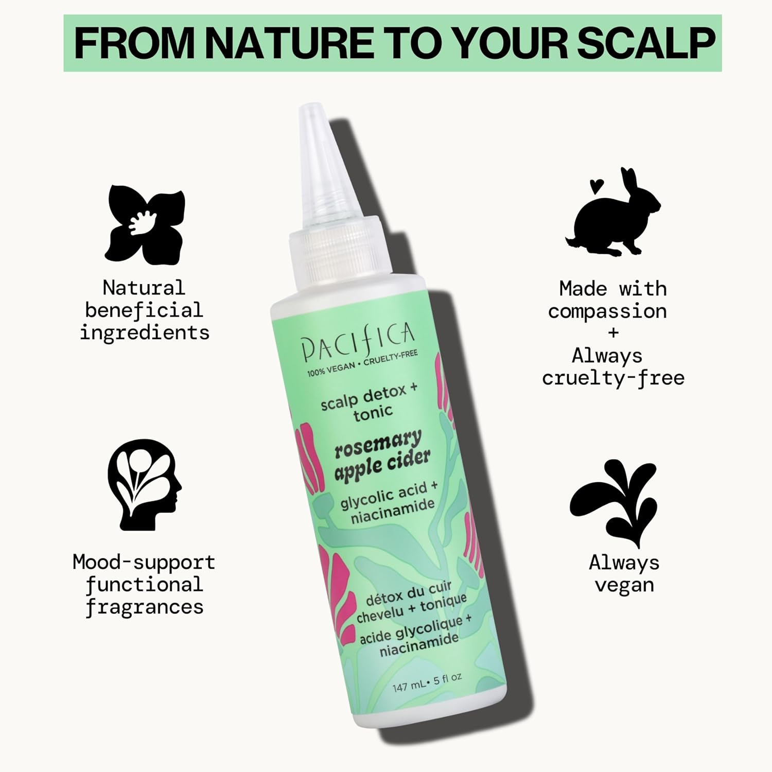 Pacifica Scalp Detox Tonic โ Rosemary Apple Cider Scalp Exfoliator - Scalp Scrub w/ Salicylic Acid for Clarifying Build Up & Purifying - Itchy, Dry Scalp Treatment , Vegan & Cruelty-Free, 5 oz - Image 2