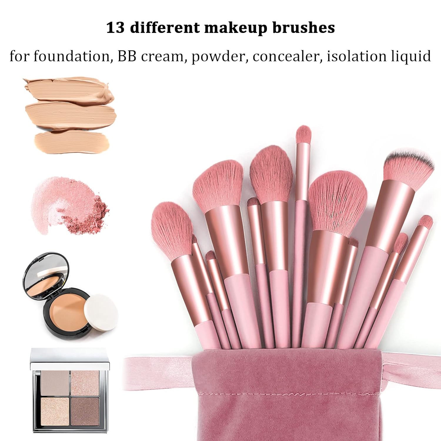 22 Piece Pink Makeup Brush Set for Flawless Foundation and Eyeshadow Application - Image 3