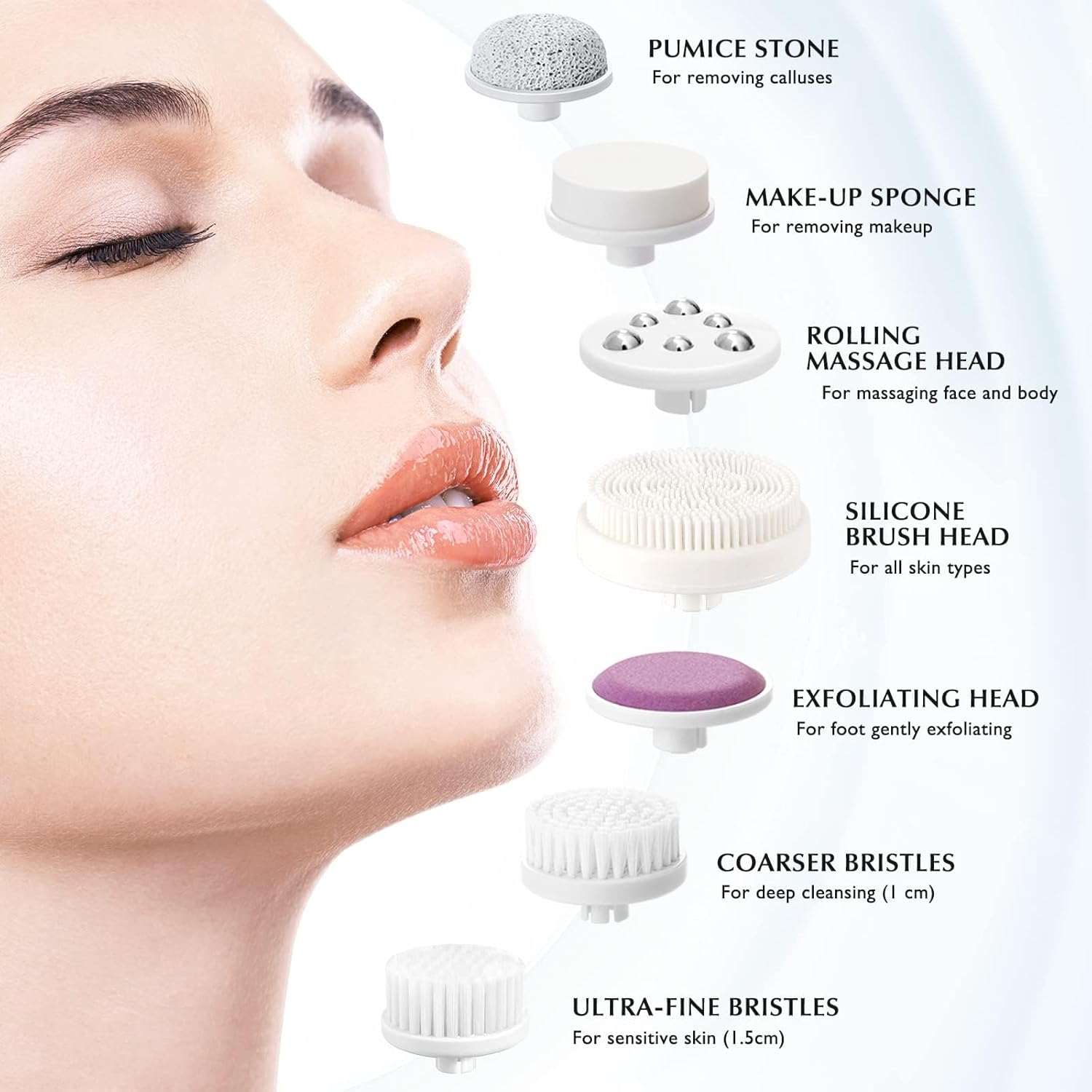 COSLUS 7-in-1 Waterproof Silicone Facial Cleansing Brush Spa Device 3 Speeds - Image 7
