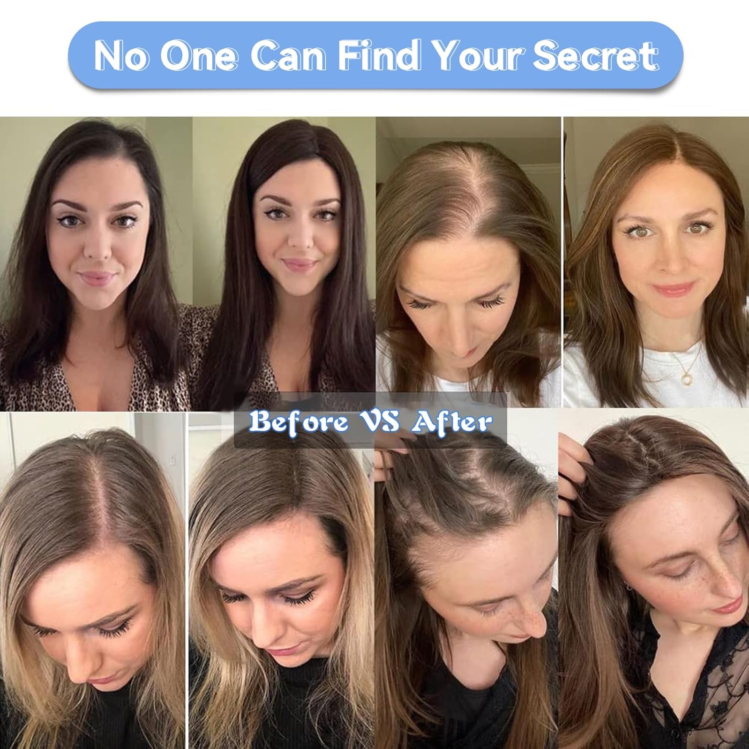 EMMOR Human Hair Topper For Women, 100% Remy Human Hair For Women With Thinning, Three Clips on Topper, 3.5inΓ4in Hand-Tied, 12 inch - Ombre Light Blonde - Image 2