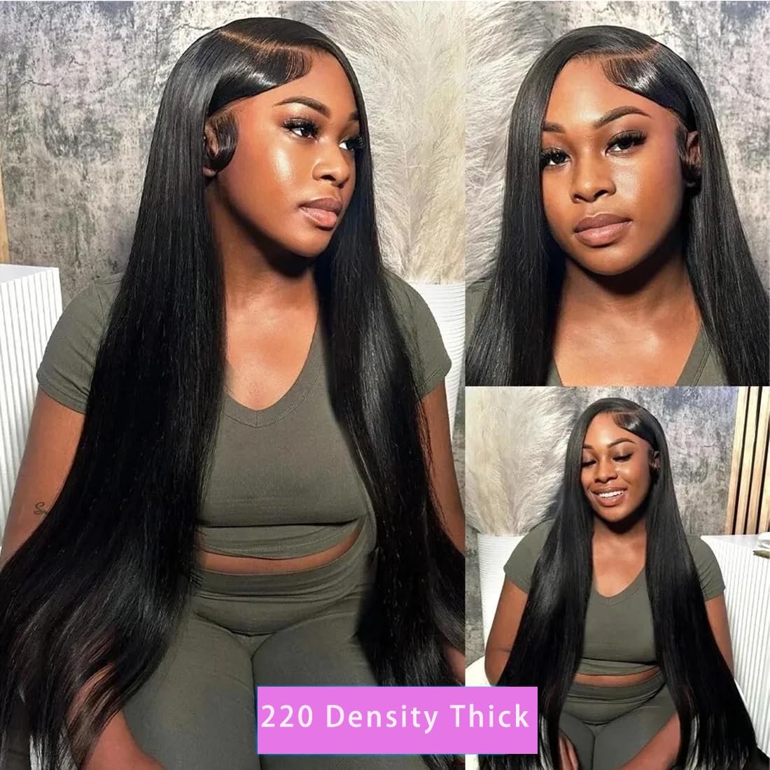 30 Inch 13x6 Straight Lace Front Wigs Human Hair Thin HD Glueless Pre Plucked Bleached Tiny Knots Full Lace Frontal Wig Upgraded 14A Soft Hair 200 Dentisty Black Wig - Image 7