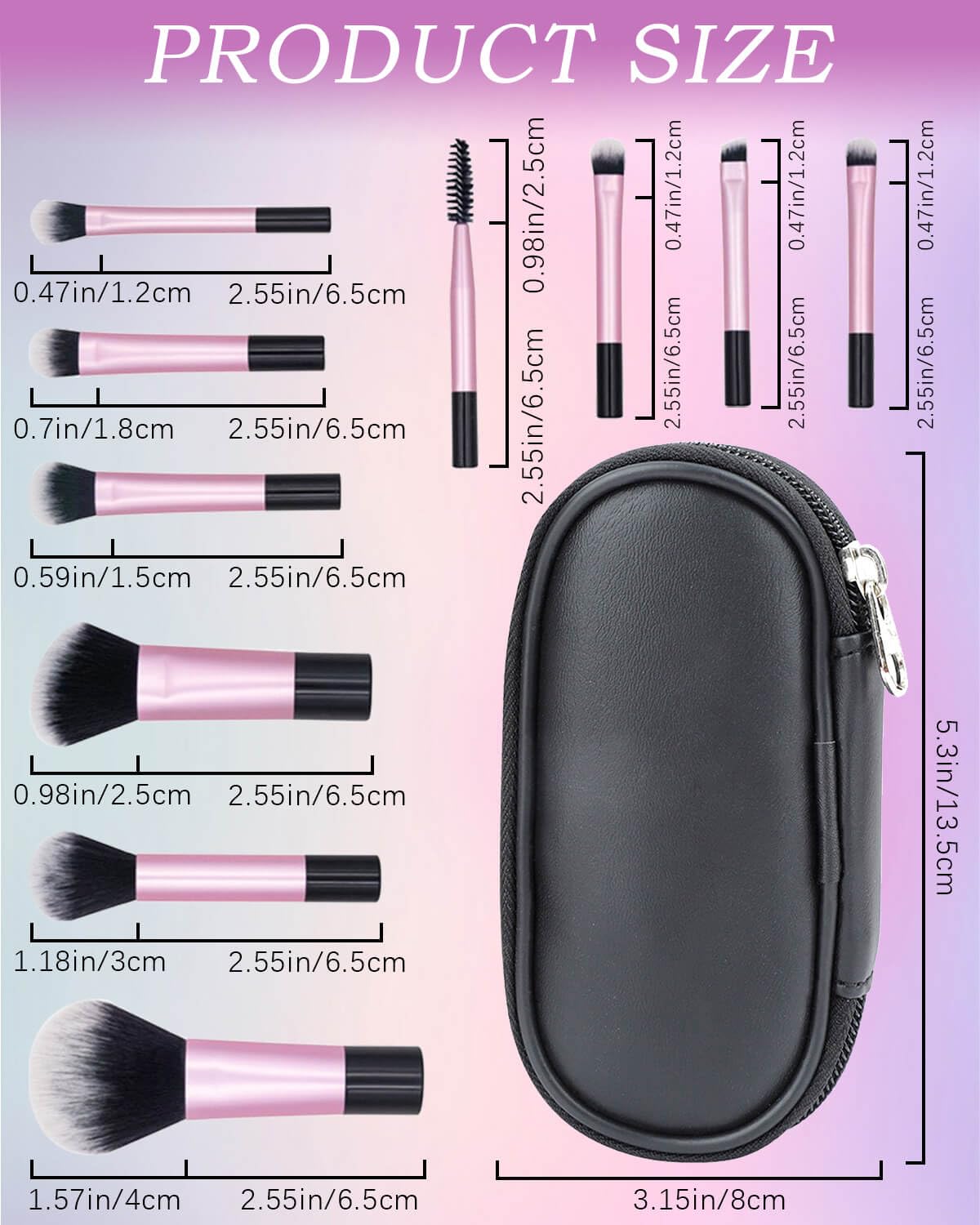 10 Pcs Travel Makeup Brush Set Black Mini Makeup Brushes with Makeup Brush Pouch Portable Foundation Powder Concealers Eye Shadows Makeup Set Professional Makeup Brush Set - Image 2