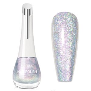 Glitter Holographic Nail Polish Quick Dry High Glossy Shiny Shimmer Nail Polish Oil-based Holo Fingernail and Toenail Air Dry Fast Beauty Art Manicure Gift For Women Girls 16ml, 0.54fl oz
