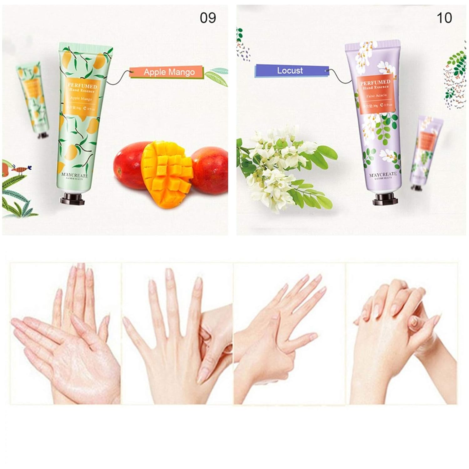 10 Pack Fruits Fragrance Hand Cream, Moisturizing Hand Care Cream Travel Gift Set With Shea Butter Natural Aloe and Vitamin E For Men And Women-30ml - Image 10