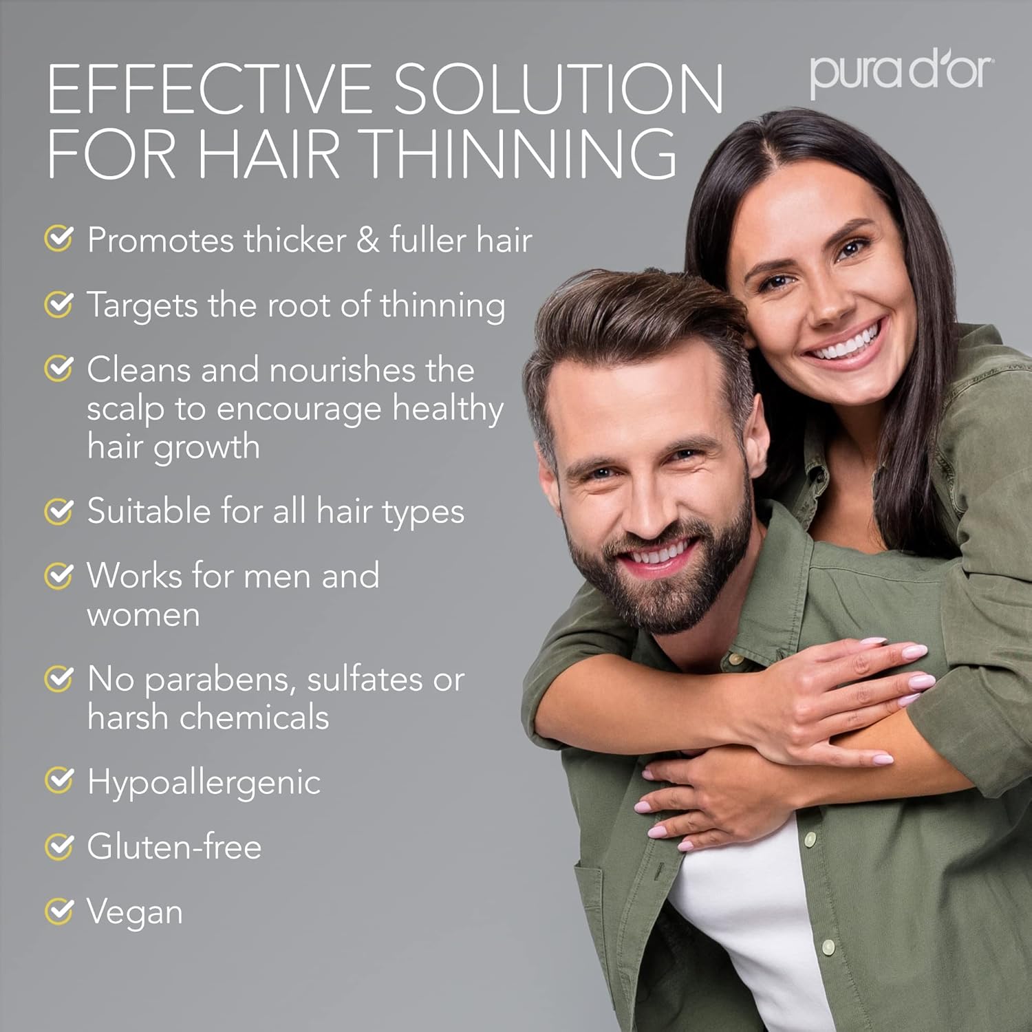 PURA D'OR 16 Oz Original Gold Label Anti-Thinning Biotin Shampoo Natural Earthy Scent, CLINICALLY TESTED Effective Results, Herbal Hair Thickening Products, 3-1 Wash, Women & Men, Color Treated Hair - Image 5