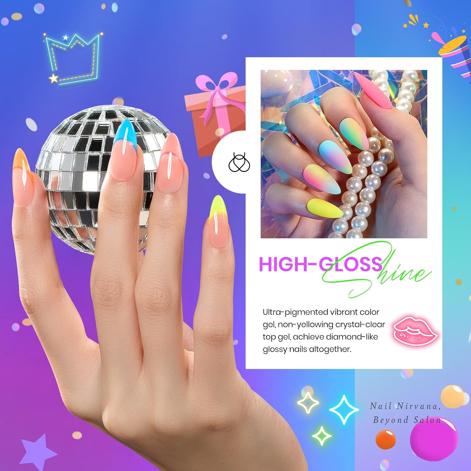 Beetles 20 Color Neon Gel Polish Kit with 3 Base and Top Coats for UV Manicure - Image 4