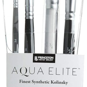 Princeton Aqua Elite, Series 4850, Synthetic Kolinsky Watercolor Paint Brush, 4 Piece Set